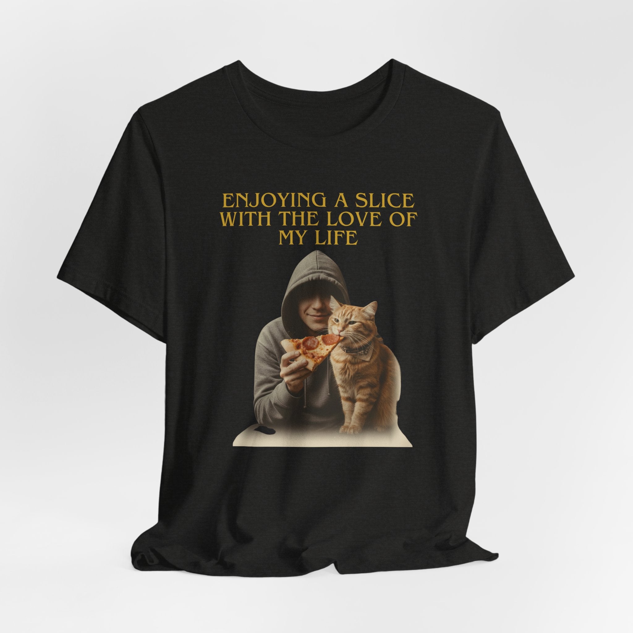 Enjoying a Slice With the Love of My Life T-Shirt | Cat Pizza Tee