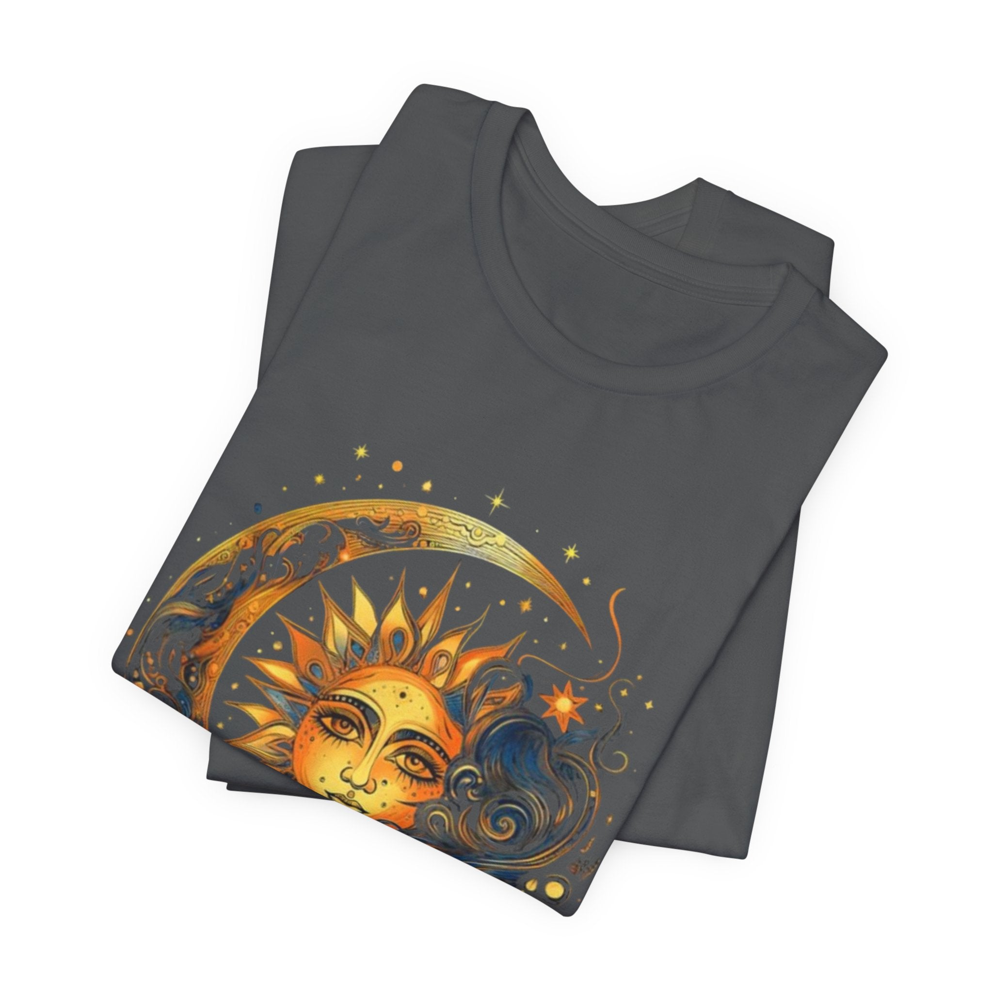 Sun and Moon Graphic Tee, Cosmic T-shirt for Astrology Lovers, Unisex Summer Tee, Celestial Art Shirt, Unique Gift Idea, Horoscope Fashion