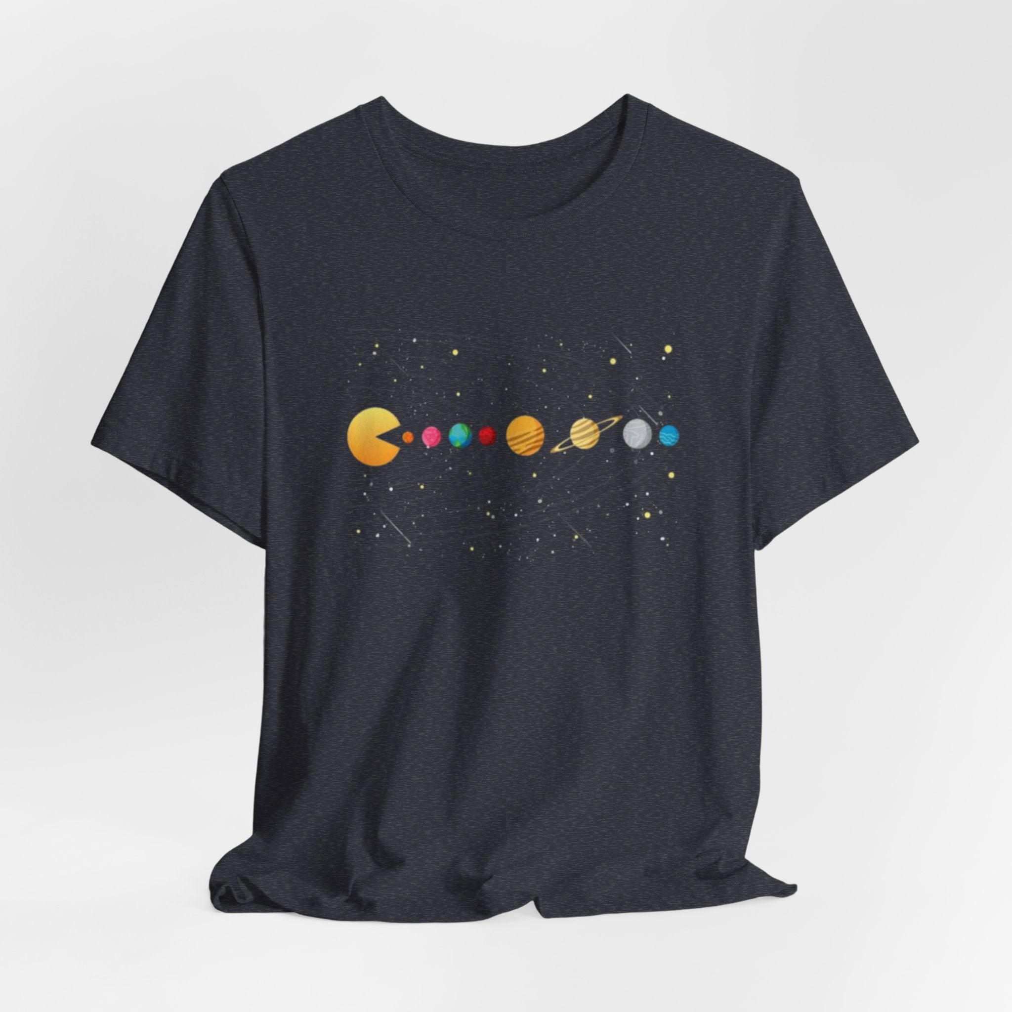 Pac-Man Solar System T-Shirt | Retro Arcade Planets Tee
