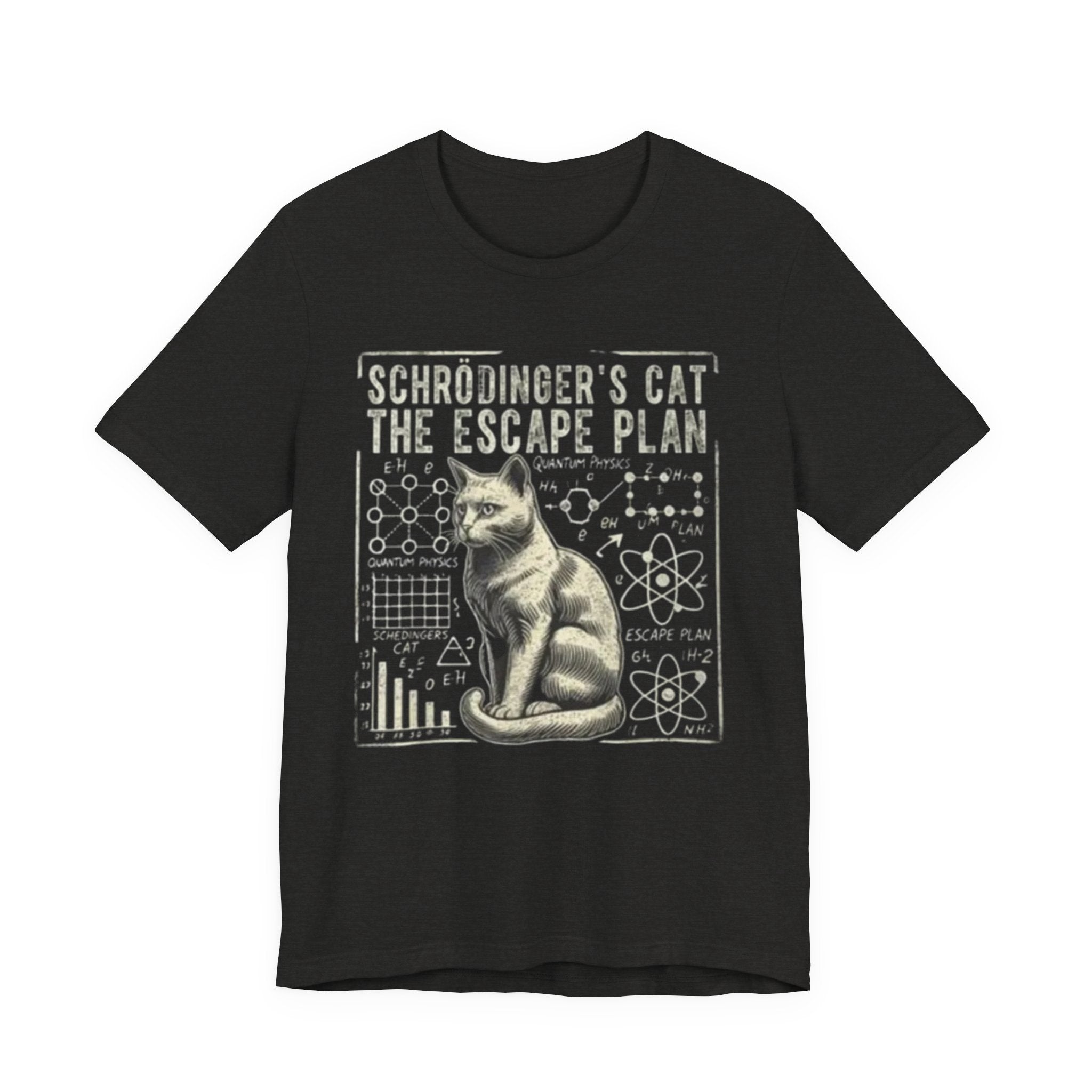 Schrödinger's Cat Escape Plan Tee | Physics Cat Diagram Shirt