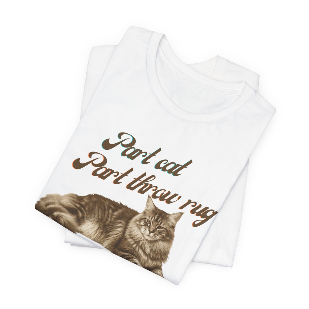 Maine Coon Cat T-Shirt | Vintage Maine Coon Cat Illustration, Part Cat Part throw rug