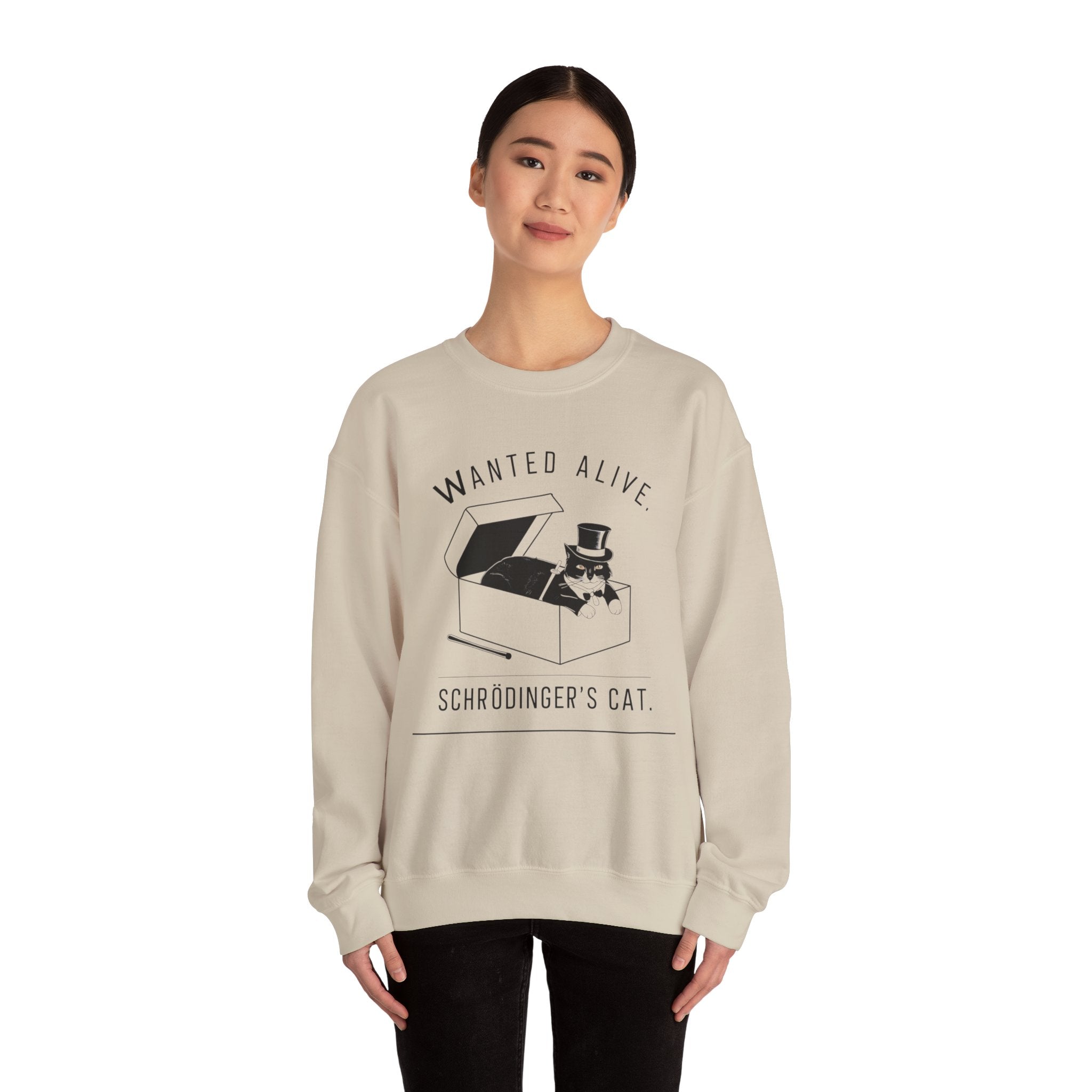 Funny Schrodinger's Cat Unisex Sweatshirt - Quantum Science Crewneck Jumper, Hilarious Physics Sweater, Scientist Gift, Geeky Clothing,