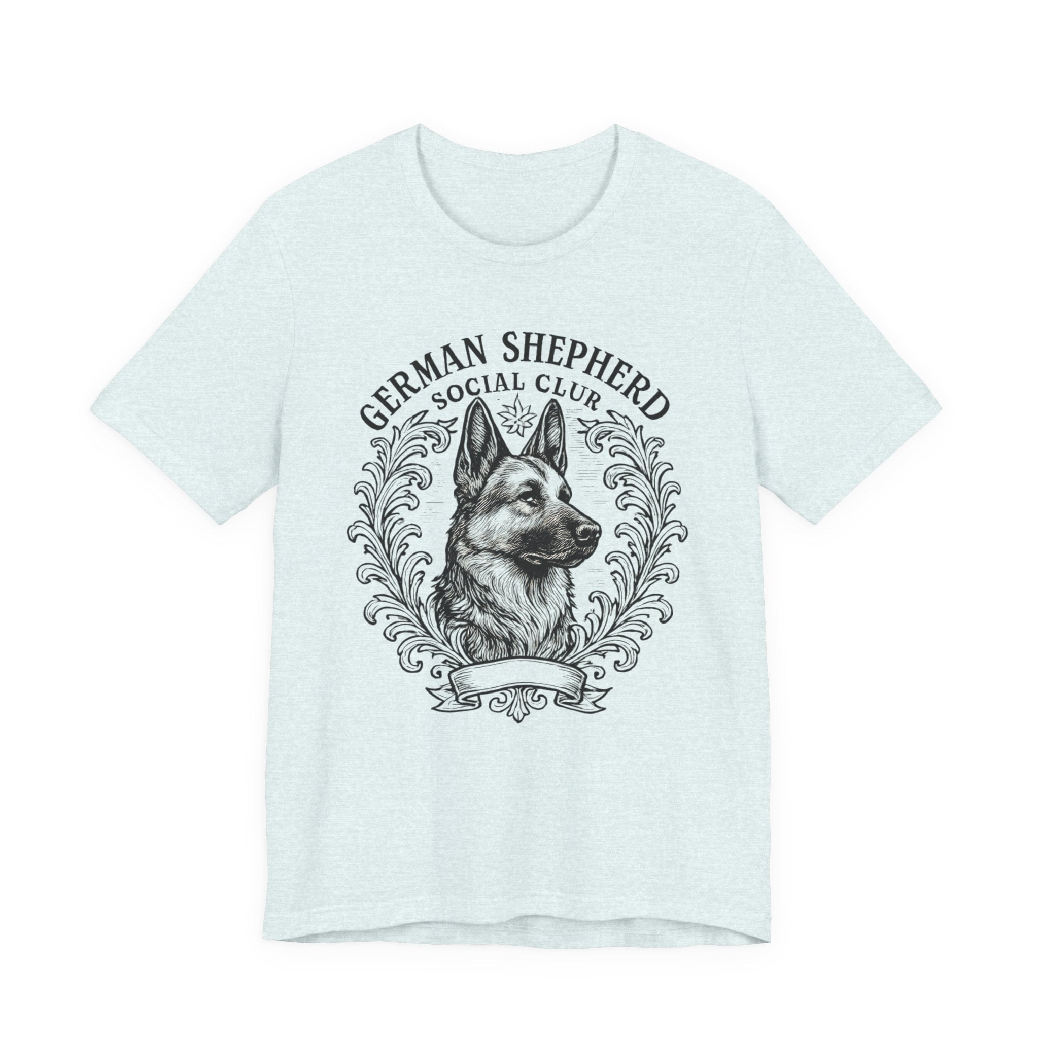German Shepherd Social Club Tee - Unisex Short Sleeve Shirt for Dog Lovers, Pet Gift, Casual Wear, Canine Enthusiast Apparel
