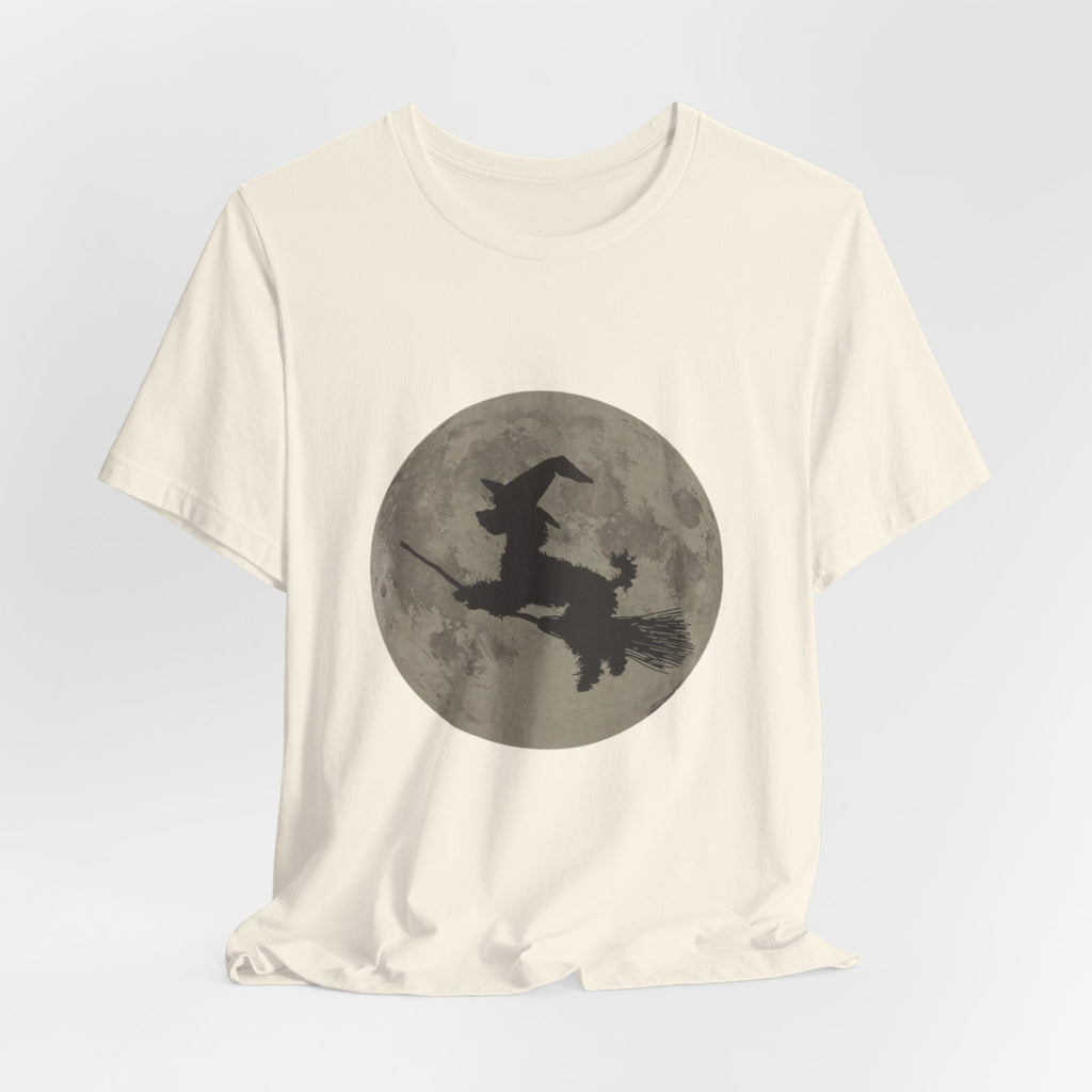 Poodle tee, Witchy Moon Graphic Tee, Spooky Halloween Shirt, Unisex Tee for Fall, Witch Costume Top, Magical Gift for Her