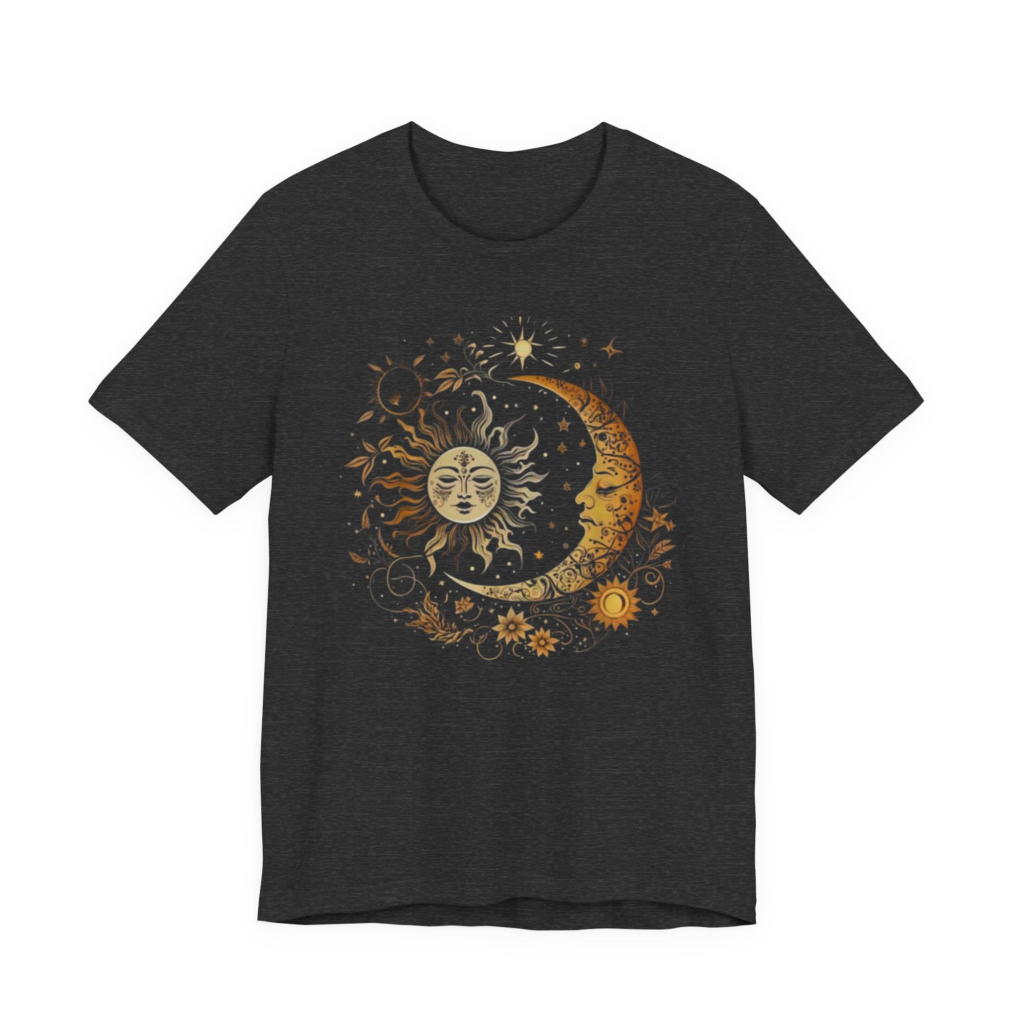 Celestial Sun and Moon Tee, Unisex Short Sleeve T-Shirt, Astrology Shirt, Gift for Astronomers, Cosmic Design Tee