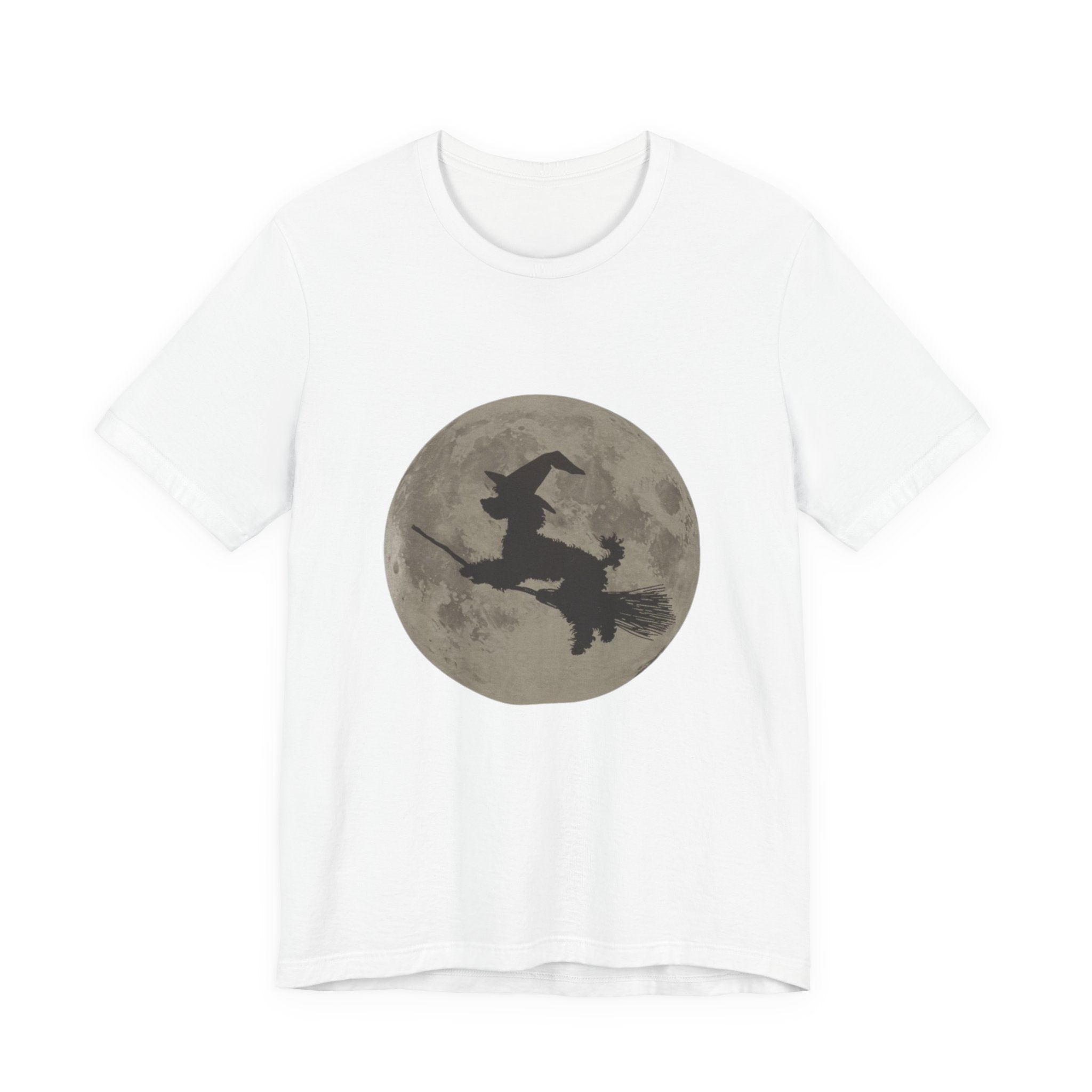 Poodle tee, Witchy Moon Graphic Tee, Spooky Halloween Shirt, Unisex Tee for Fall, Witch Costume Top, Magical Gift for Her