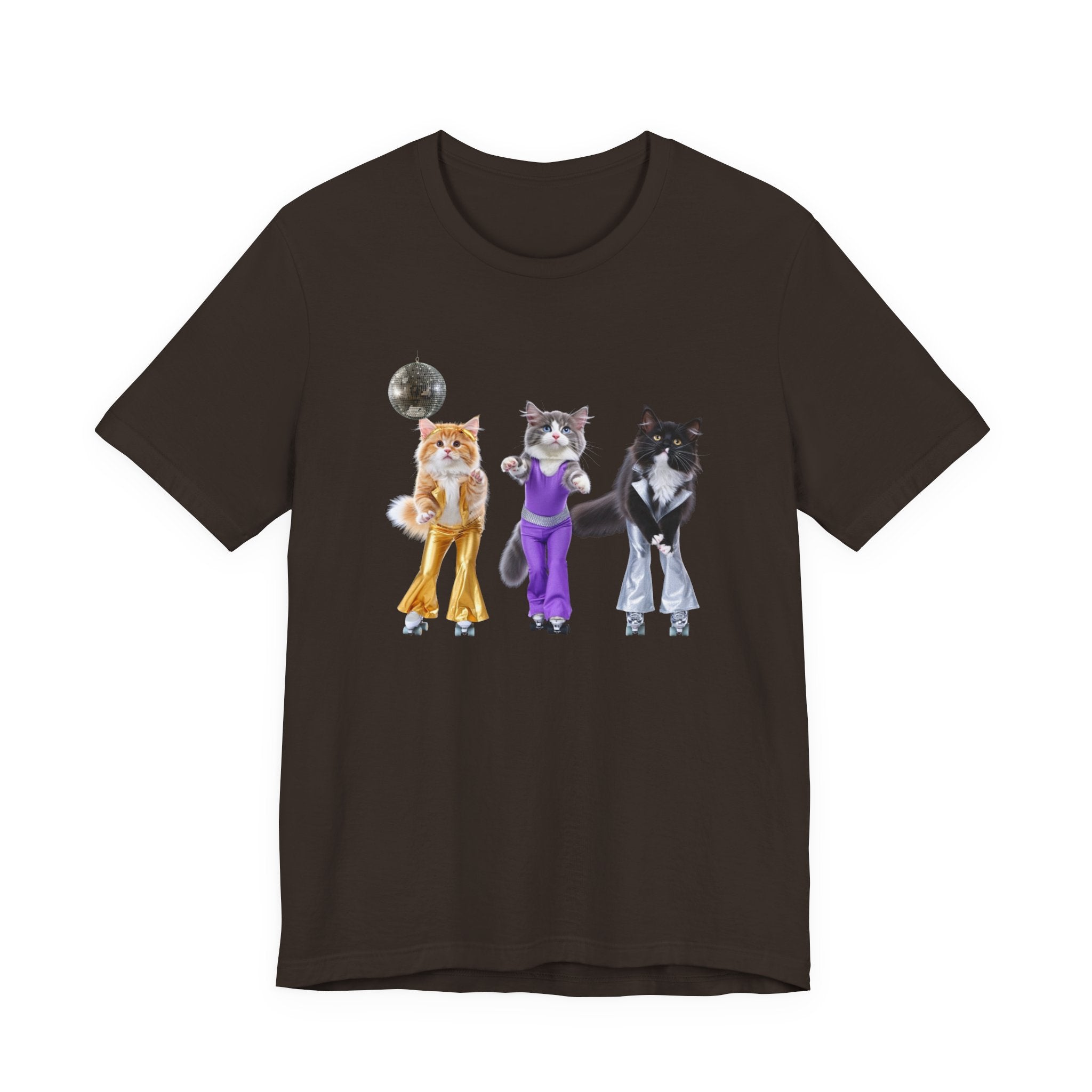 Disco Cats Trio T-Shirt | Cat Roller Skate Illustration, Retro 70s Vibe