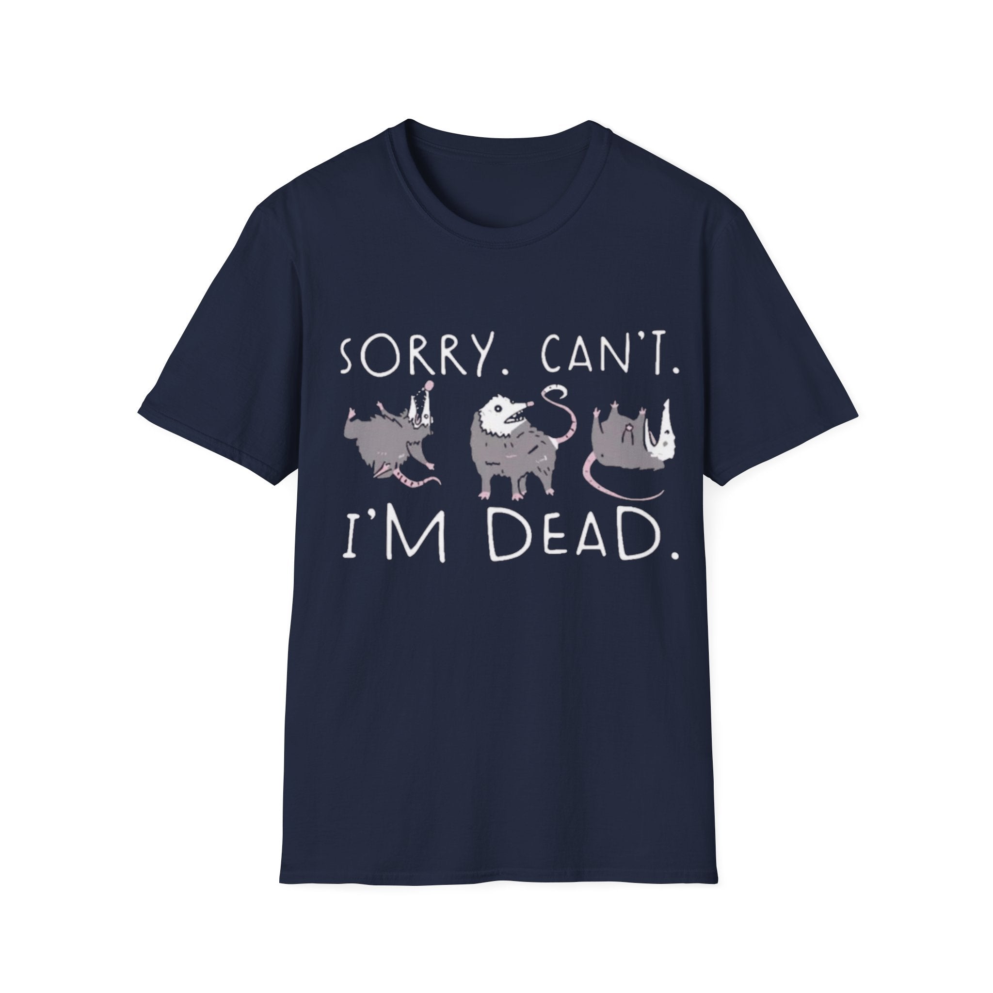 Sorry Can't I'm Dead Opossum T-Shirt | Goth Cat Illustration, Humorous Halloween Tee
