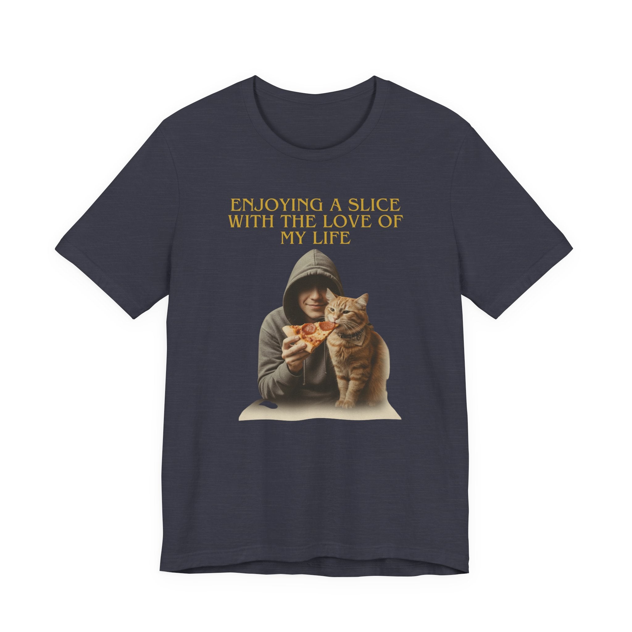 Enjoying a Slice With the Love of My Life T-Shirt | Cat Pizza Tee