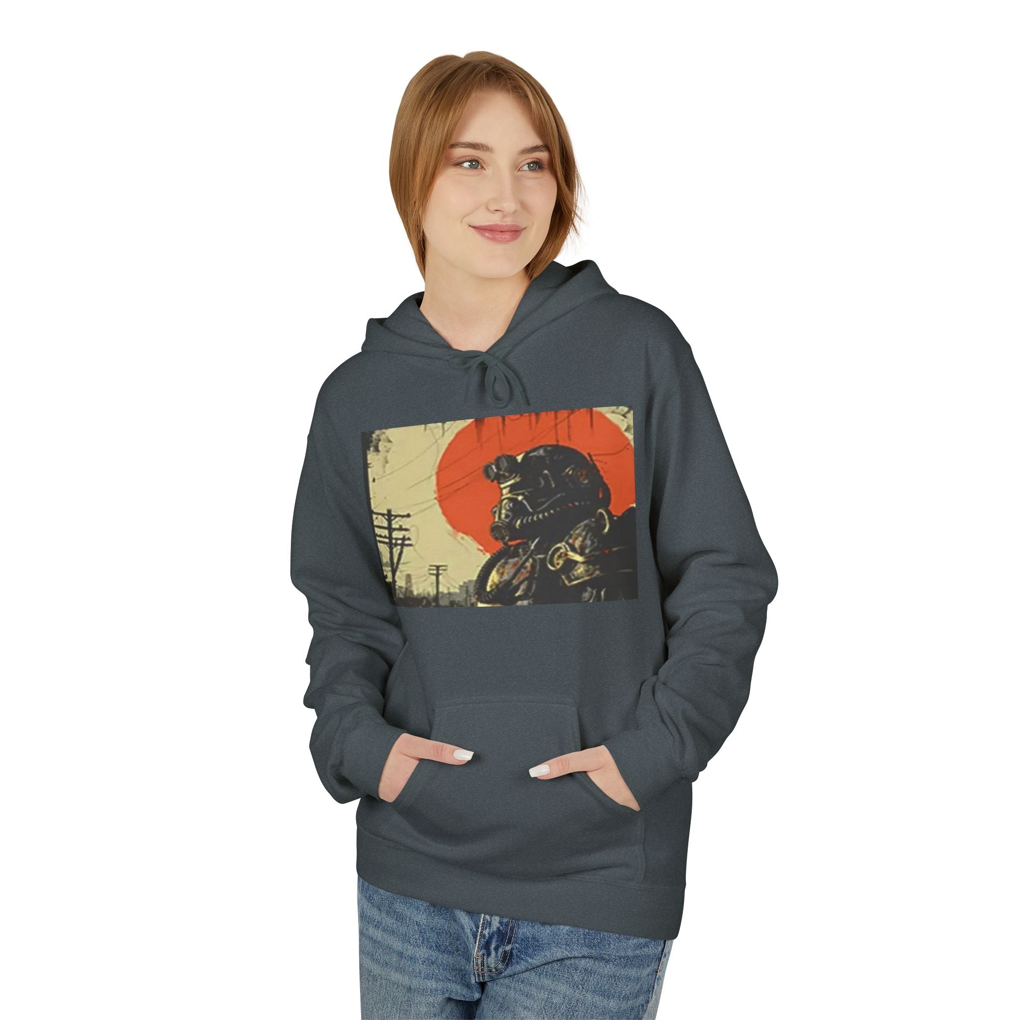 Vintage Biker Skull Hoodie , Fallout Hoodie— Sunset Rider Graphic Pullover