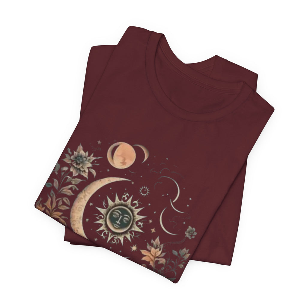 Celestial Nature Tee, Bohemian Style T-shirt for Nature Lovers, Astrology Gift, Casual Wear, Summer Vibes