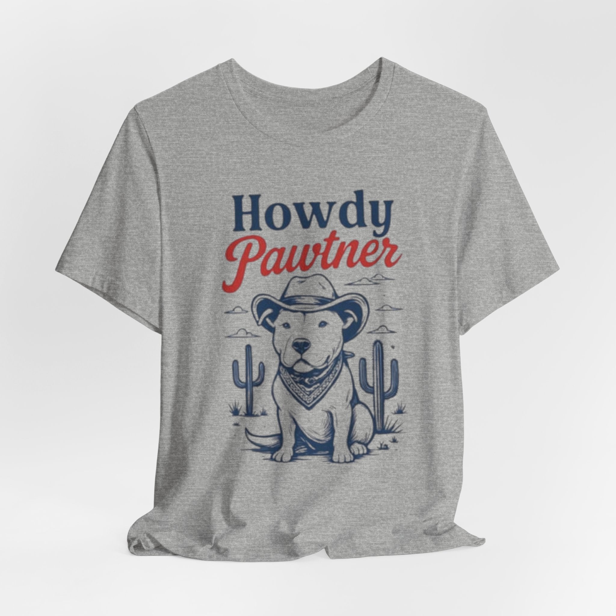 Howdy Pawtner Dog Cowboy Tee | Pit bull tee,Western Cactus Puppy Illustration