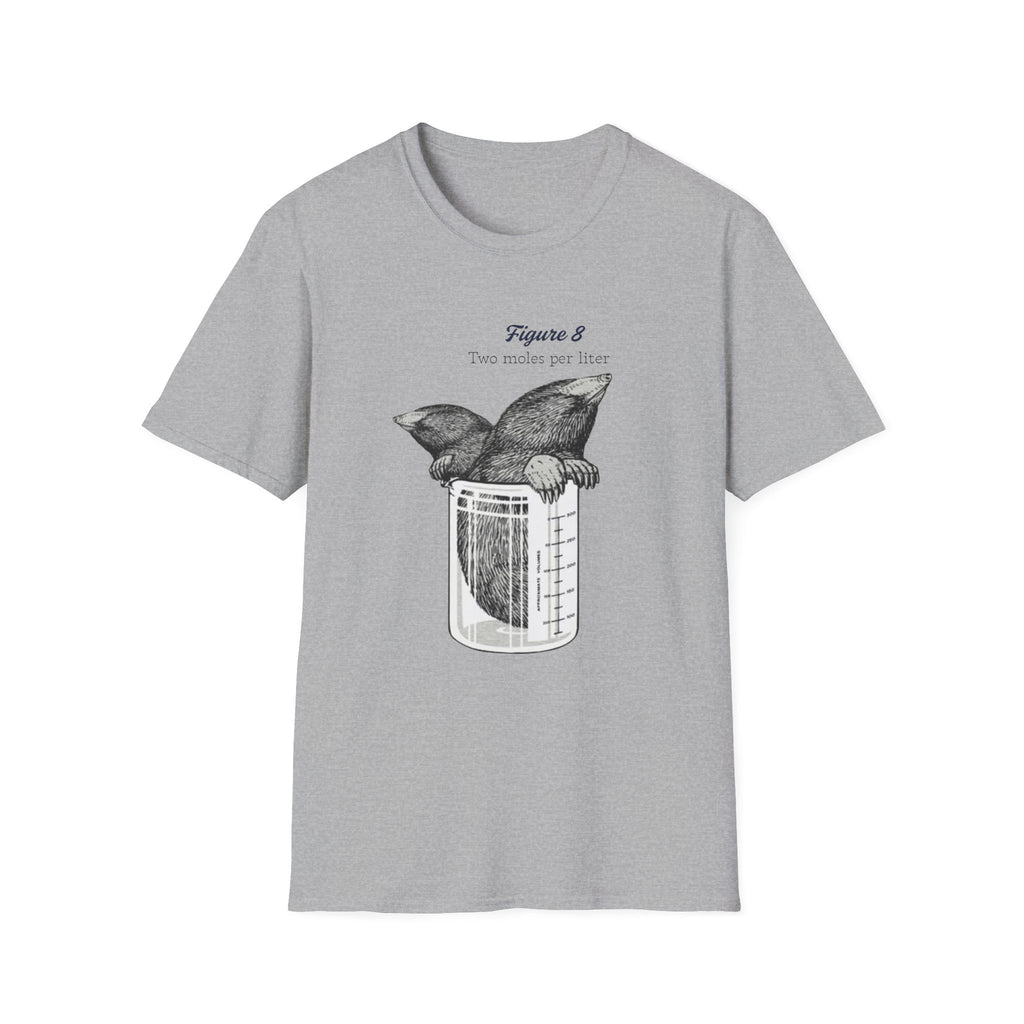 Two Moles per liter tee, Mole Illustration in Beaker T-Shirt | Vintage Science Sketch