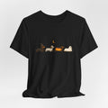Dachshund Halloween Parade T‑Shirt — Witch, Crescent Moon & Cute Sausage Dog Lineup