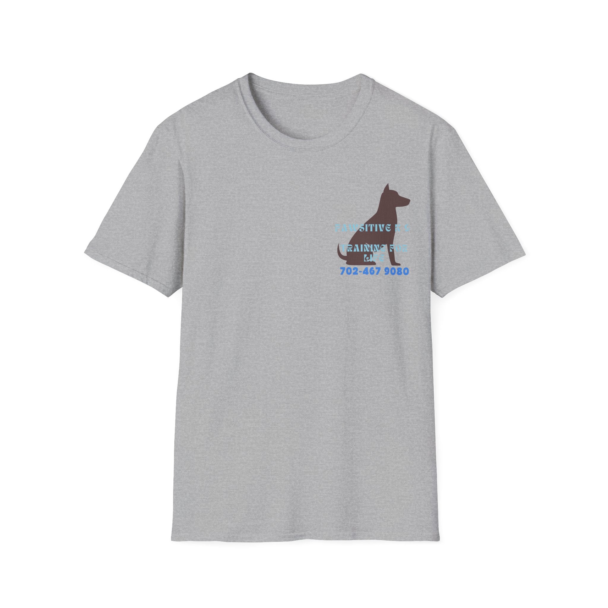 Dog Training T-Shirt — "Pawsitive K-9 Training for Real" with Contact Number, Personalized shirt