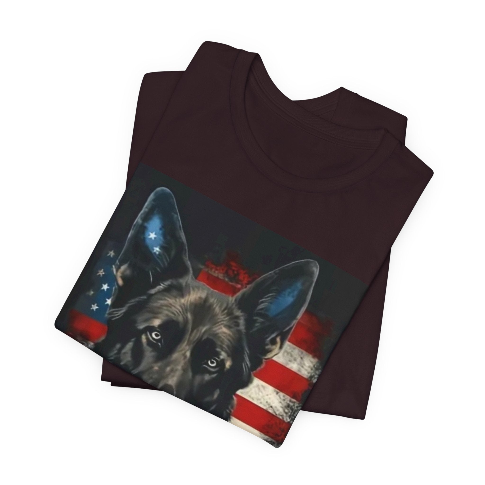 German Shepherd Patriotic T-Shirt — Belgian Malinios Tee, American Flag Dog Tee