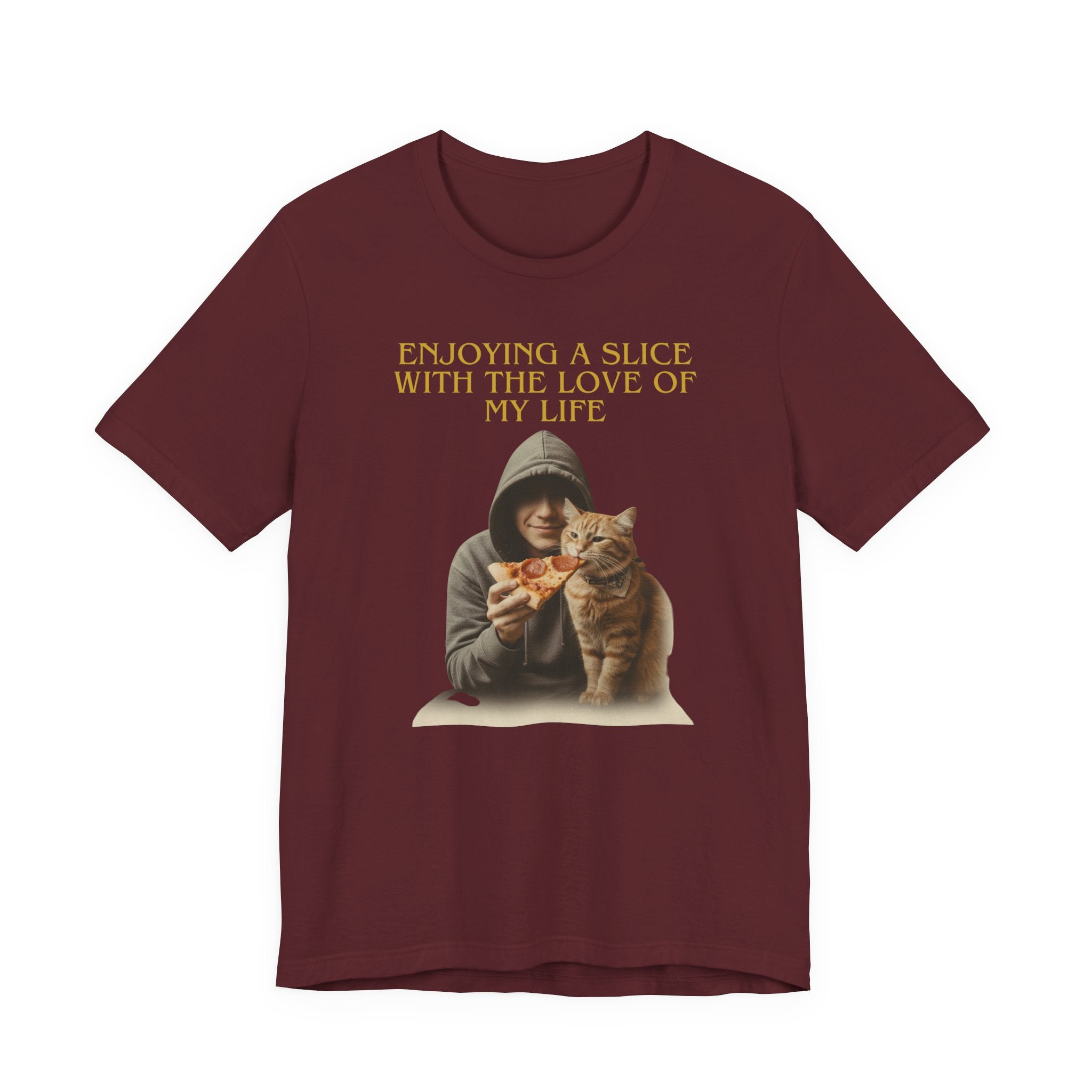 Enjoying a Slice With the Love of My Life T-Shirt | Cat Pizza Tee