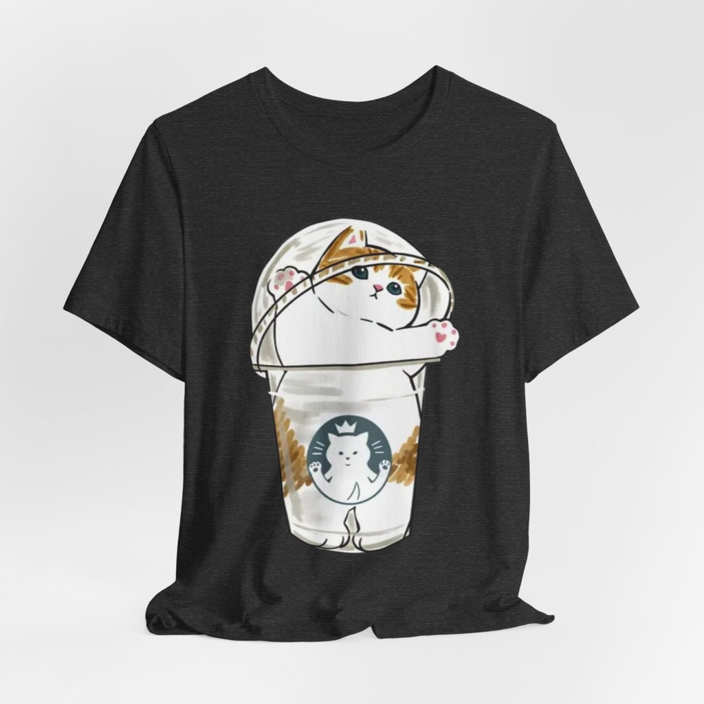 Cat in Bubble Tea Cup Tee | Kawaii Cat Boba Shirt, Cat in Coffee Cup tee, Cute Cat Illustration