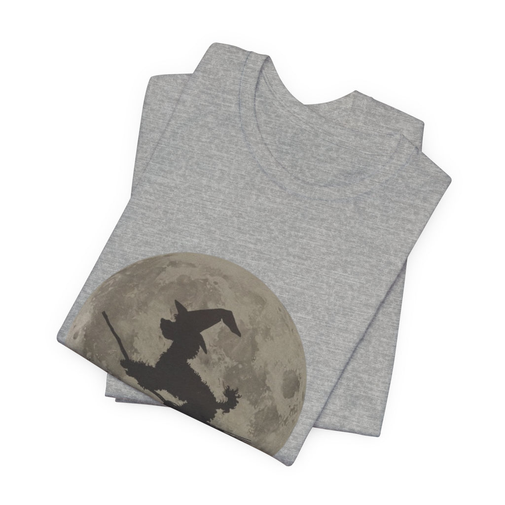 Poodle tee, Witchy Moon Graphic Tee, Spooky Halloween Shirt, Unisex Tee for Fall, Witch Costume Top, Magical Gift for Her