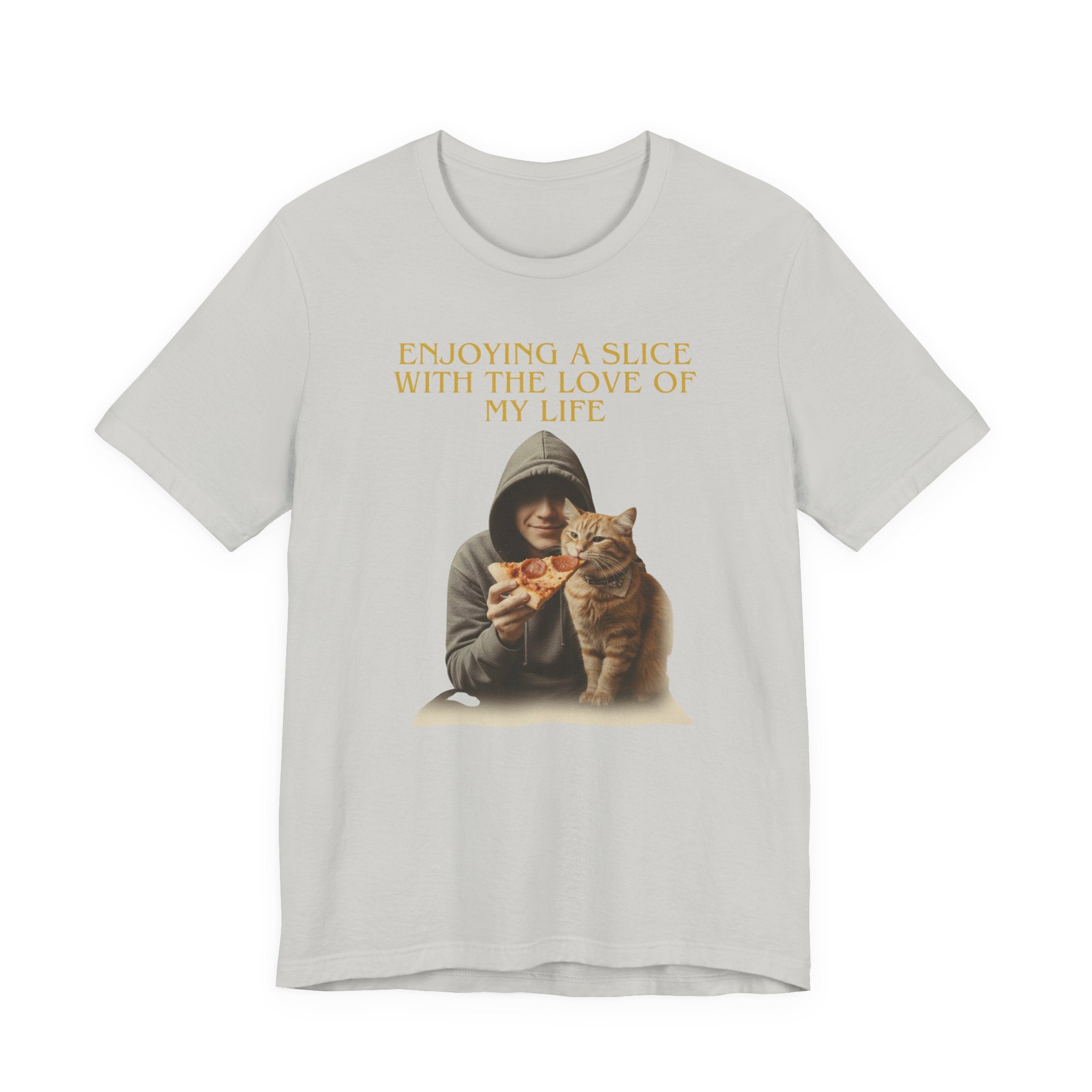Enjoying a Slice With the Love of My Life T-Shirt | Cat Pizza Tee