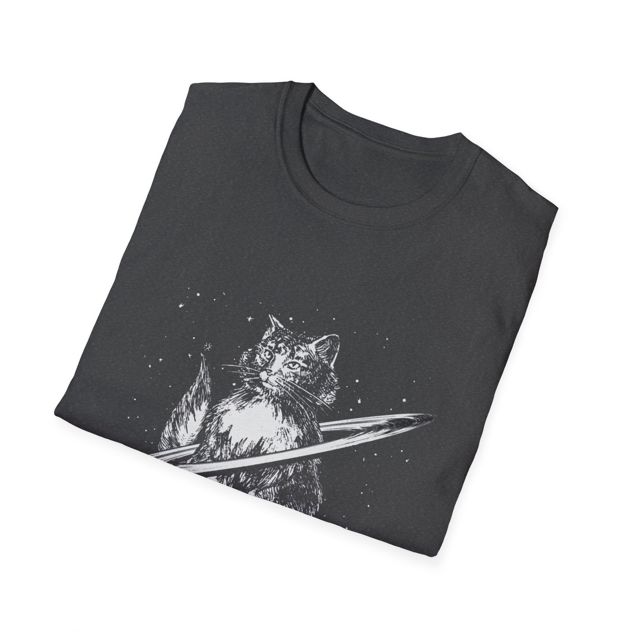 Cat Planetary Orbit Illustration T-Shirt | Minimal Space Art