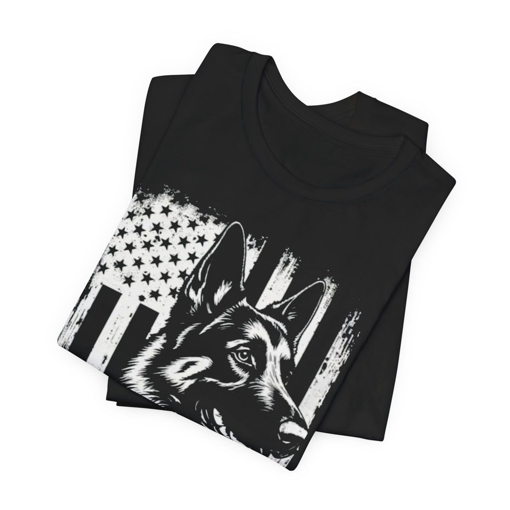 German Shepherd American Flag T‑Shirt — Patriotic K9 Tee