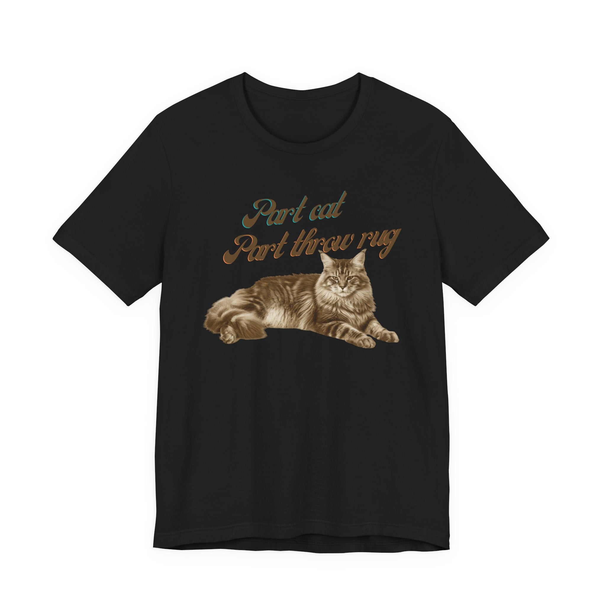 Maine Coon Cat T-Shirt | Vintage Maine Coon Cat Illustration, Part Cat Part throw rug