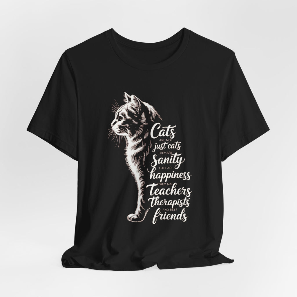 Cat Illustration Unisex Tee, Positive Vibes Motivational Tshirt, Cat Lover Shirt, Graphic Tee Gift, Inspirational Animal Tee