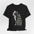 Cat Illustration Unisex Tee, Positive Vibes Motivational Tshirt, Cat Lover Shirt, Graphic Tee Gift, Inspirational Animal Tee