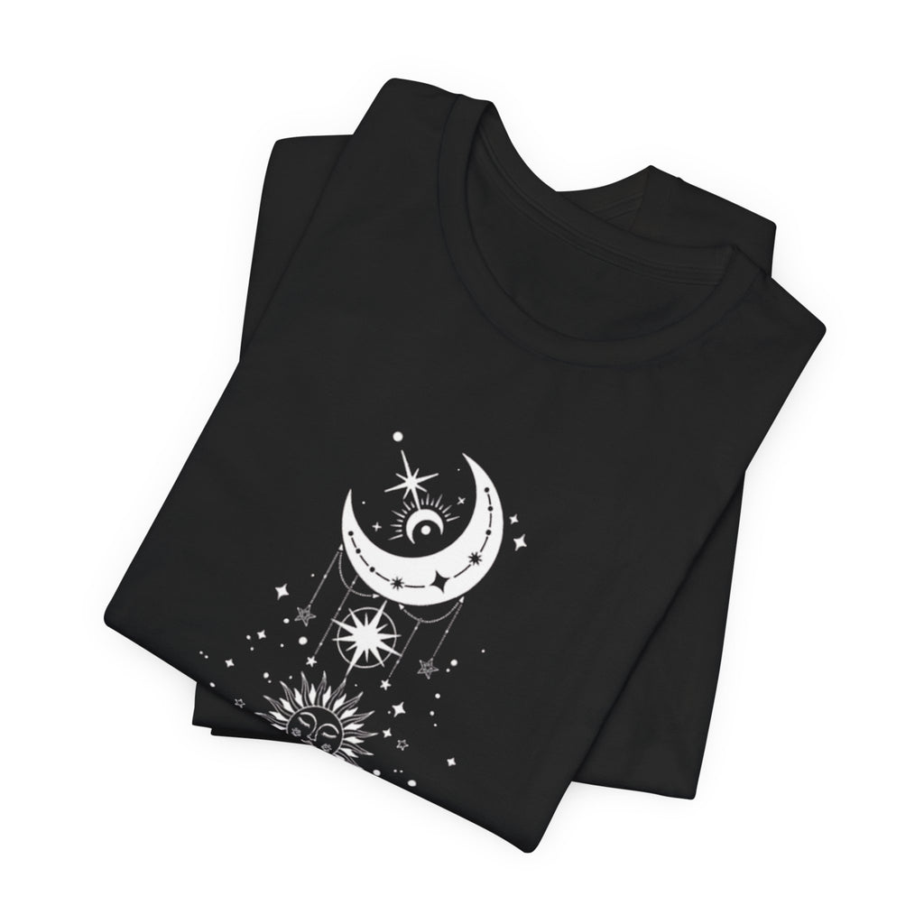 Celestial Moon Phase Tee, Unisex Graphic T-Shirt, Astrology Gift, Horoscope Apparel, Boho Style Top, Spiritual Wear