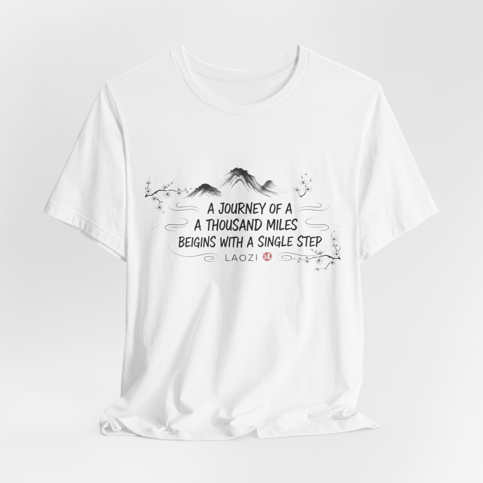A Journey of a Thousand Miles tee | Mountain Quote Shirt, Minimal Zen Design
