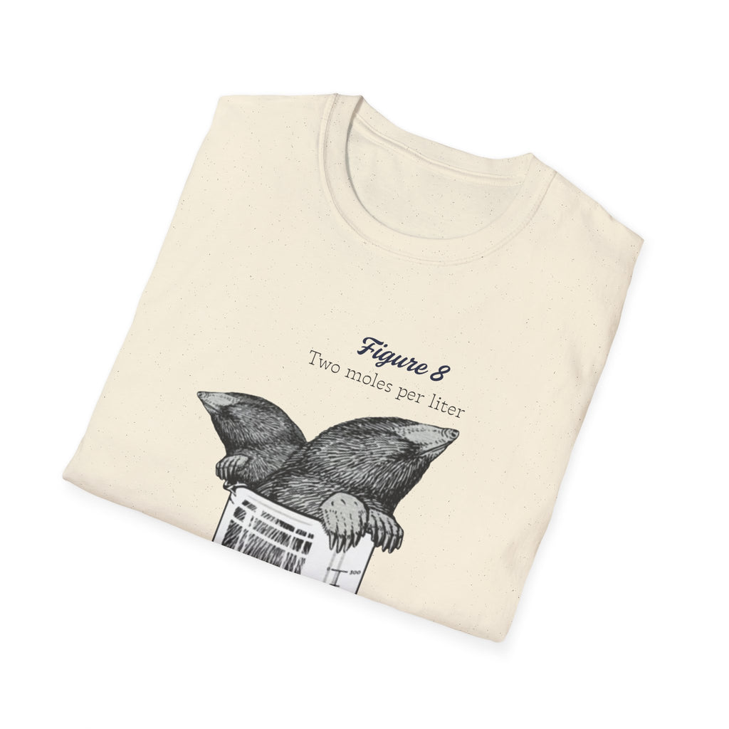 Two Moles per liter tee, Mole Illustration in Beaker T-Shirt | Vintage Science Sketch