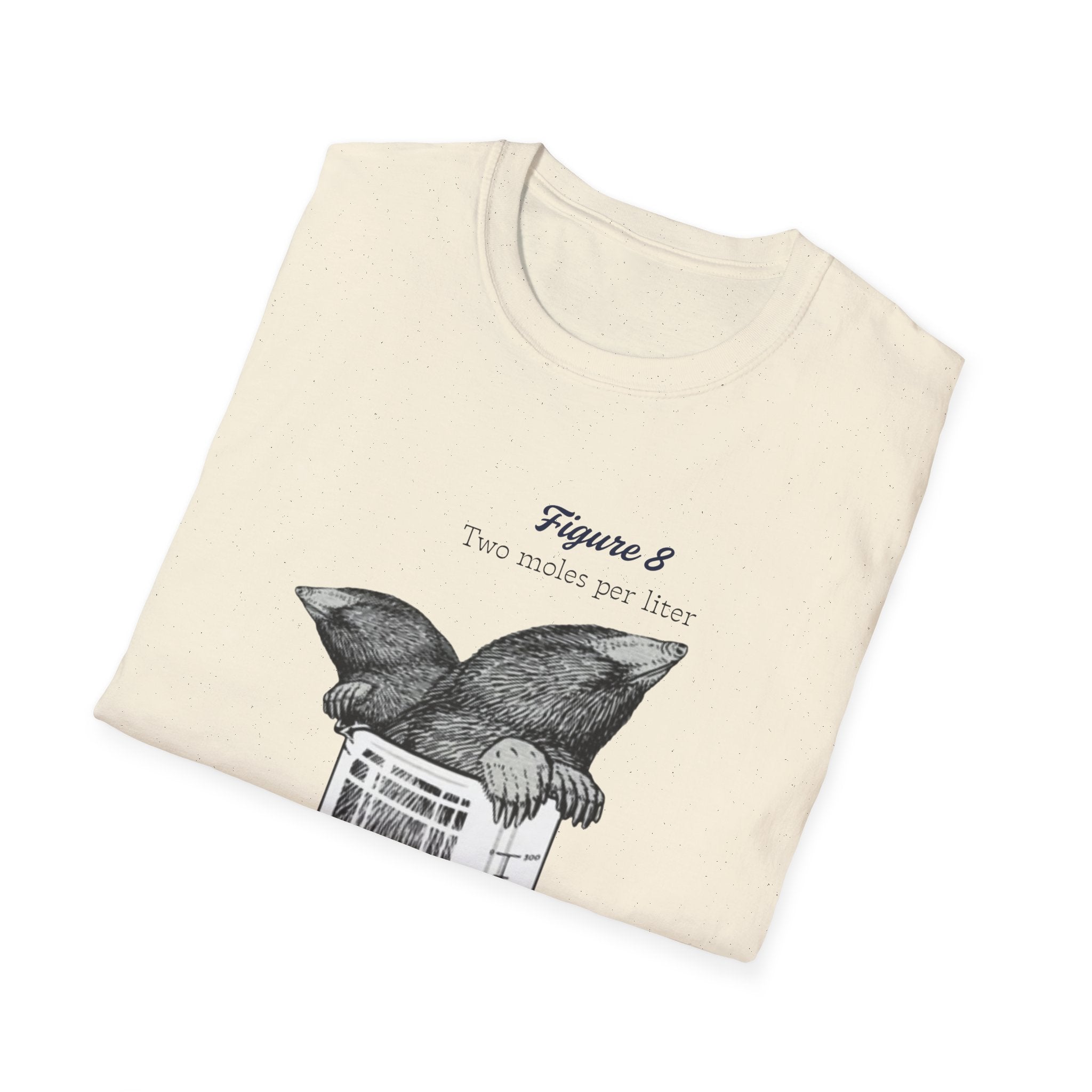 Two Moles per liter tee, Mole Illustration in Beaker T-Shirt | Vintage Science Sketch