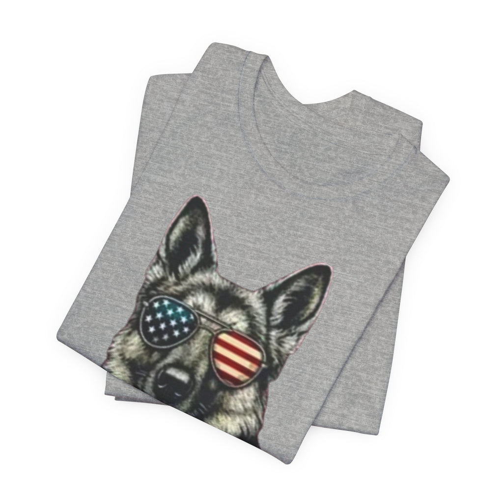 German Shepherd, American Flag Sunglasses German Shepherd T-Shirt
