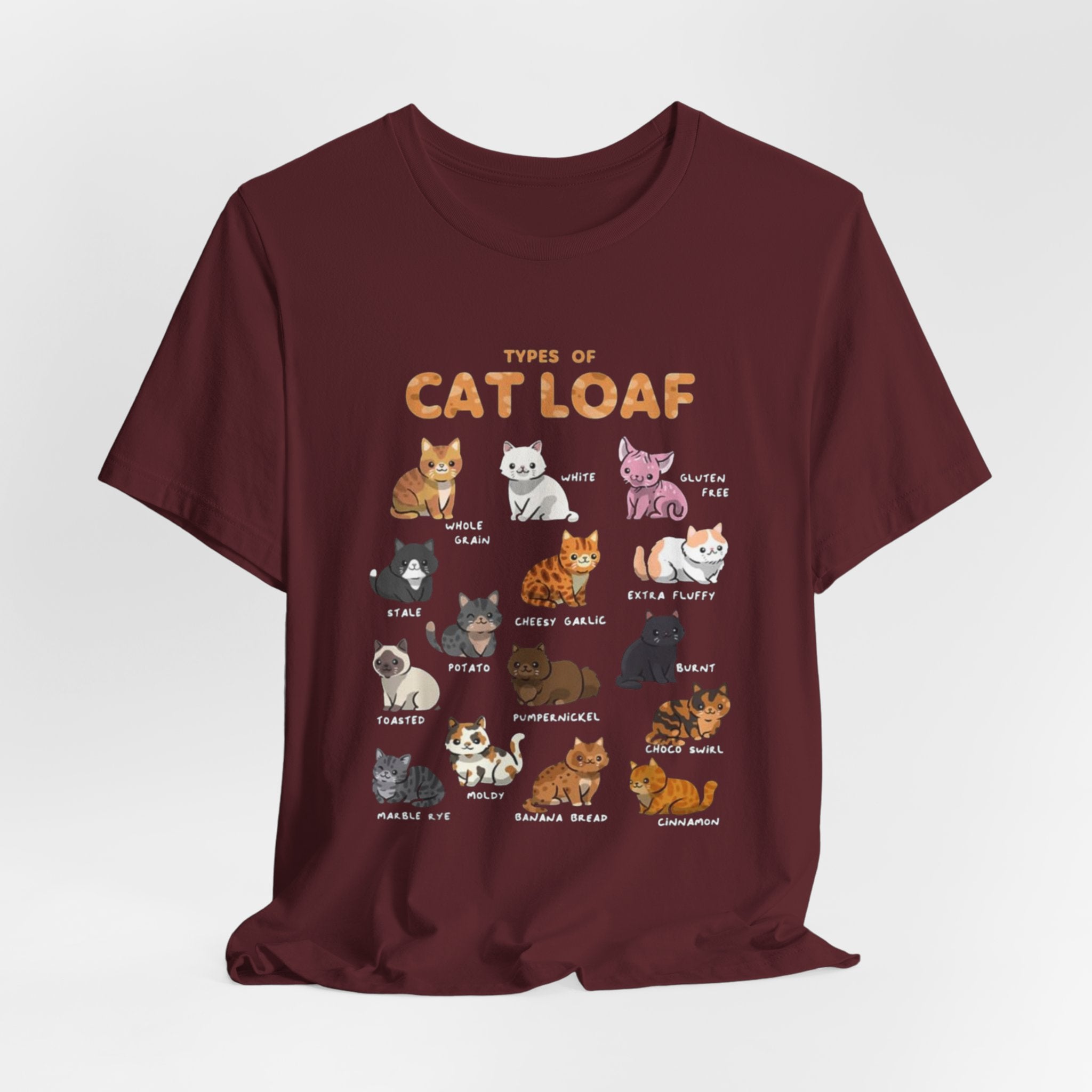 Types of Cat Loaf T-Shirt | Cute Cat Pose Illustration, Cat Lover Tee