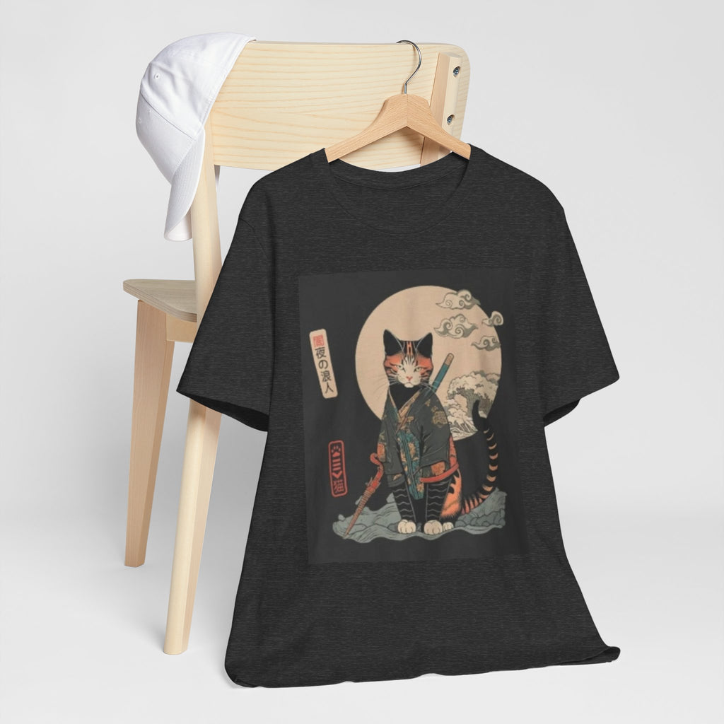 Samurai Cat Tee — Japanese Ukiyo-e Style Cat Graphic T-Shirt