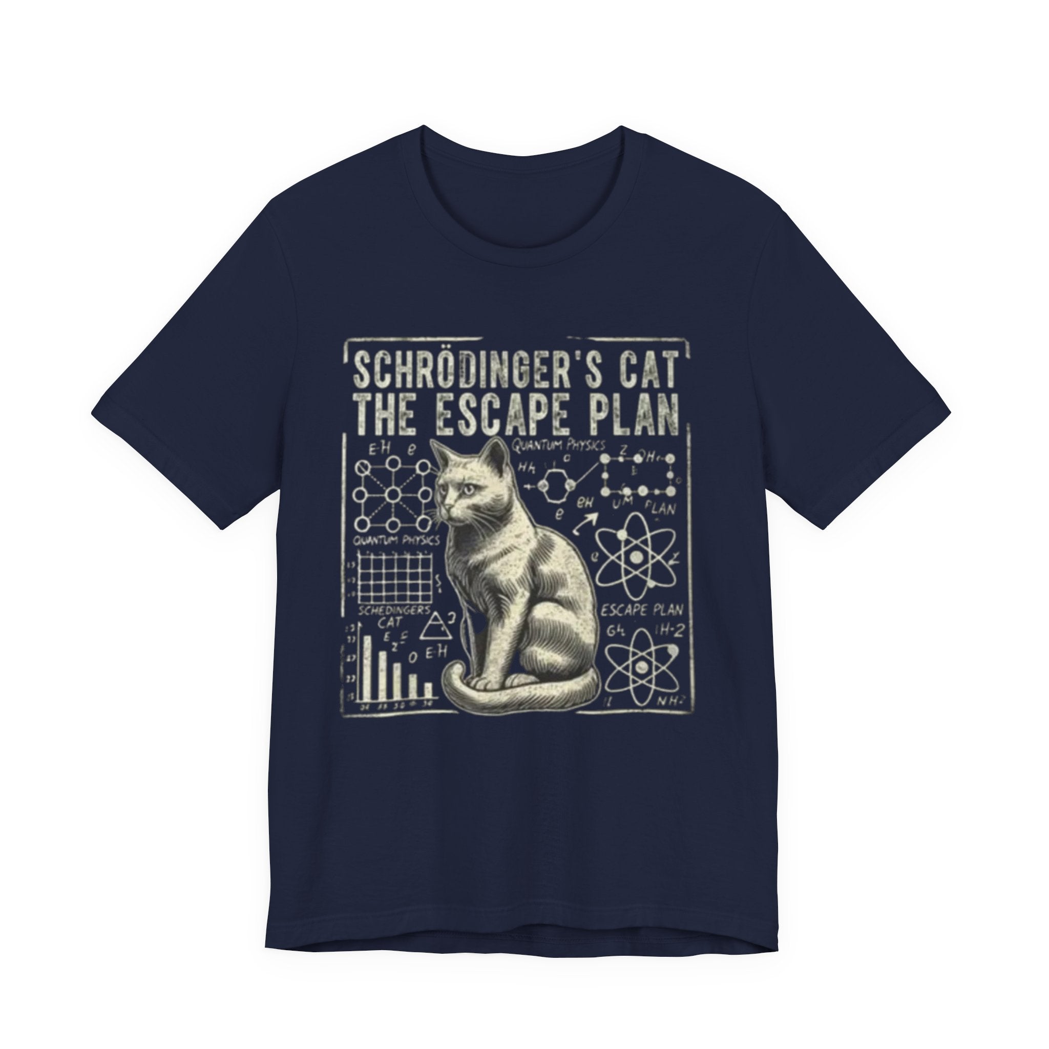 Schrödinger's Cat Escape Plan Tee | Physics Cat Diagram Shirt