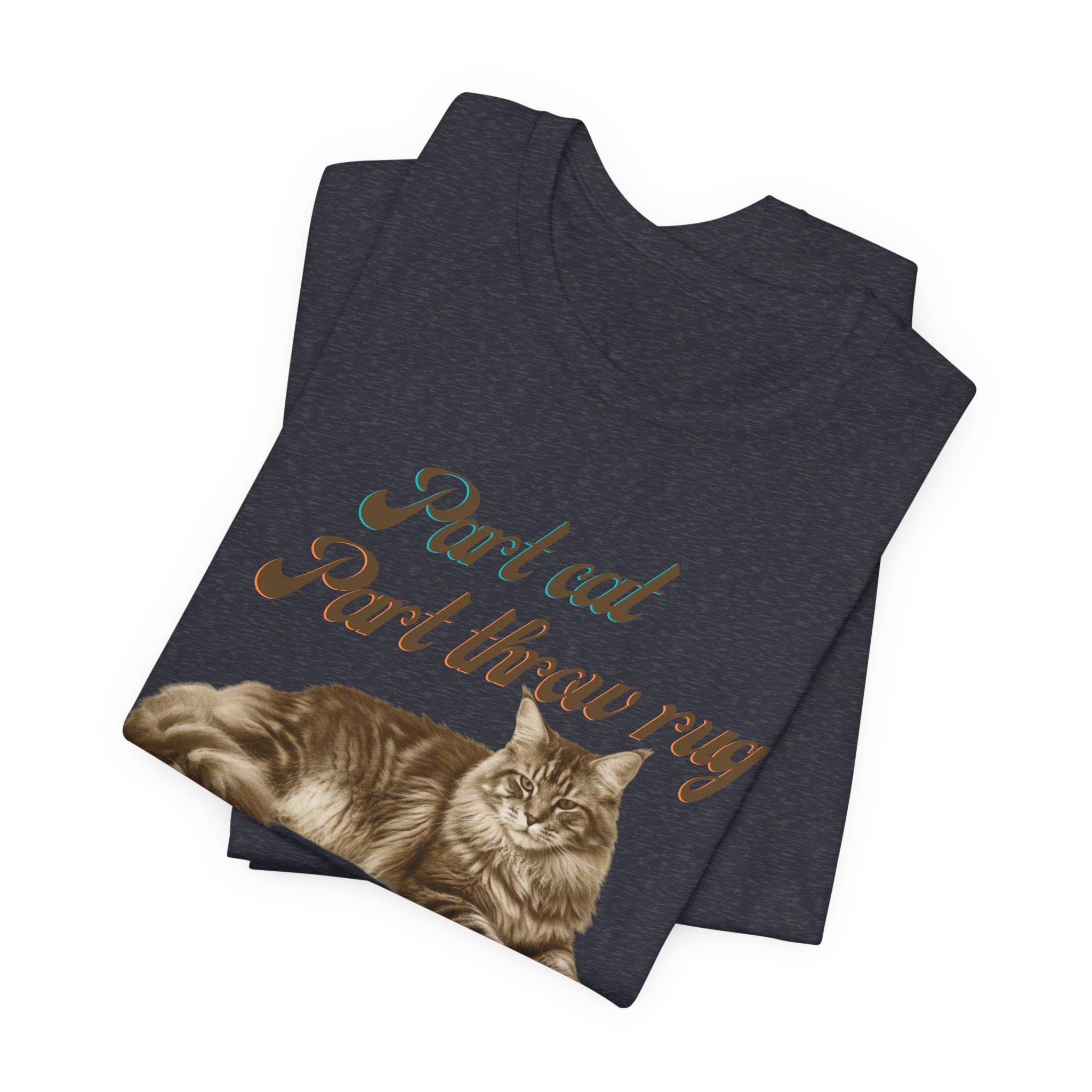 Maine Coon Cat T-Shirt | Vintage Maine Coon Cat Illustration, Part Cat Part throw rug