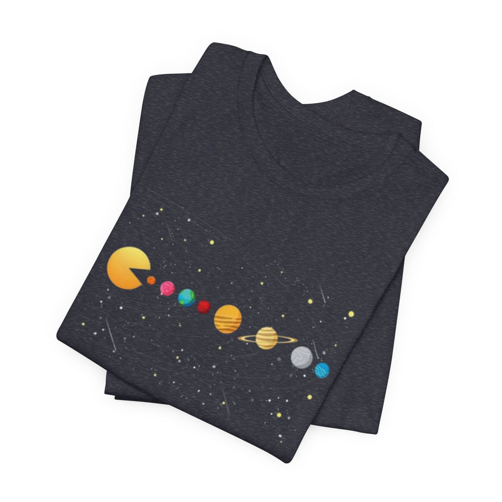 Pac-Man Solar System T-Shirt | Retro Arcade Planets Tee