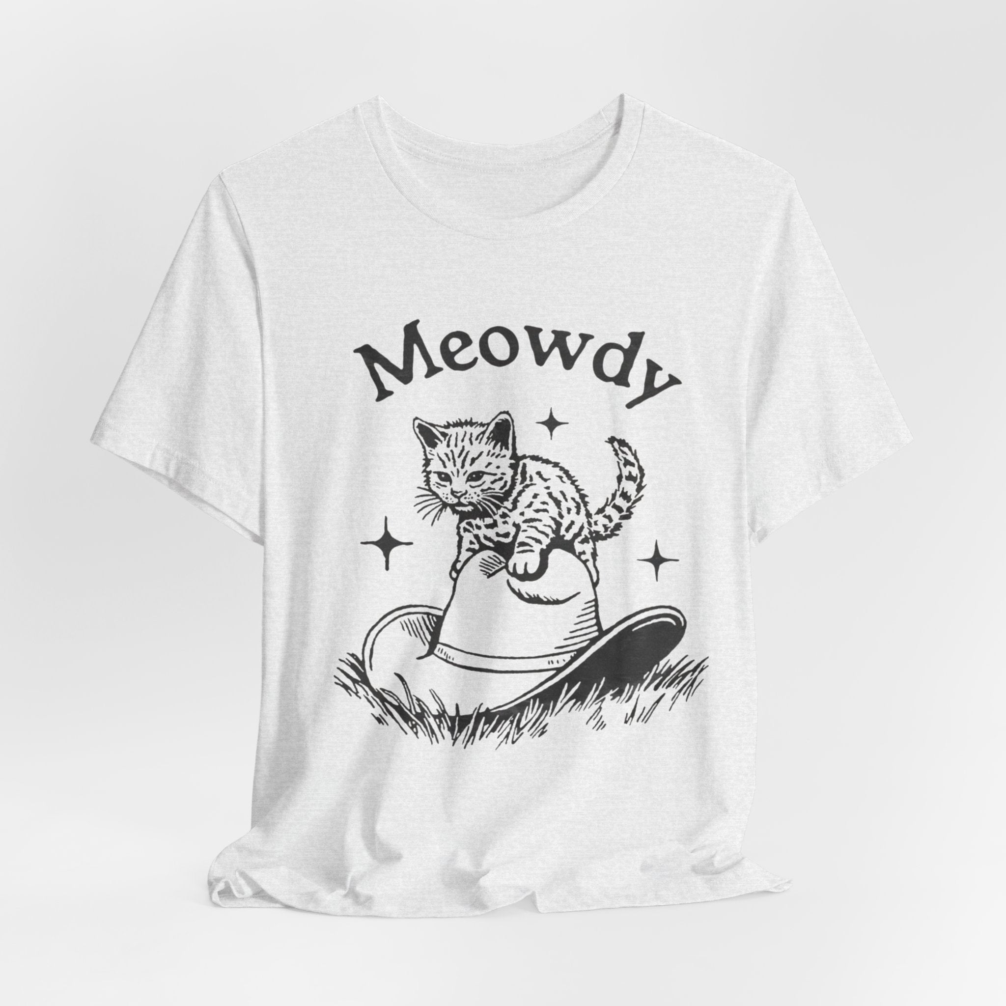 Cute Cat Meowdy Tee, Unisex Short Sleeve T-Shirt, Gift for Cat Lovers, Pet Owner Fashion, Funny Cat Humor, Comfortable Everyday Wear