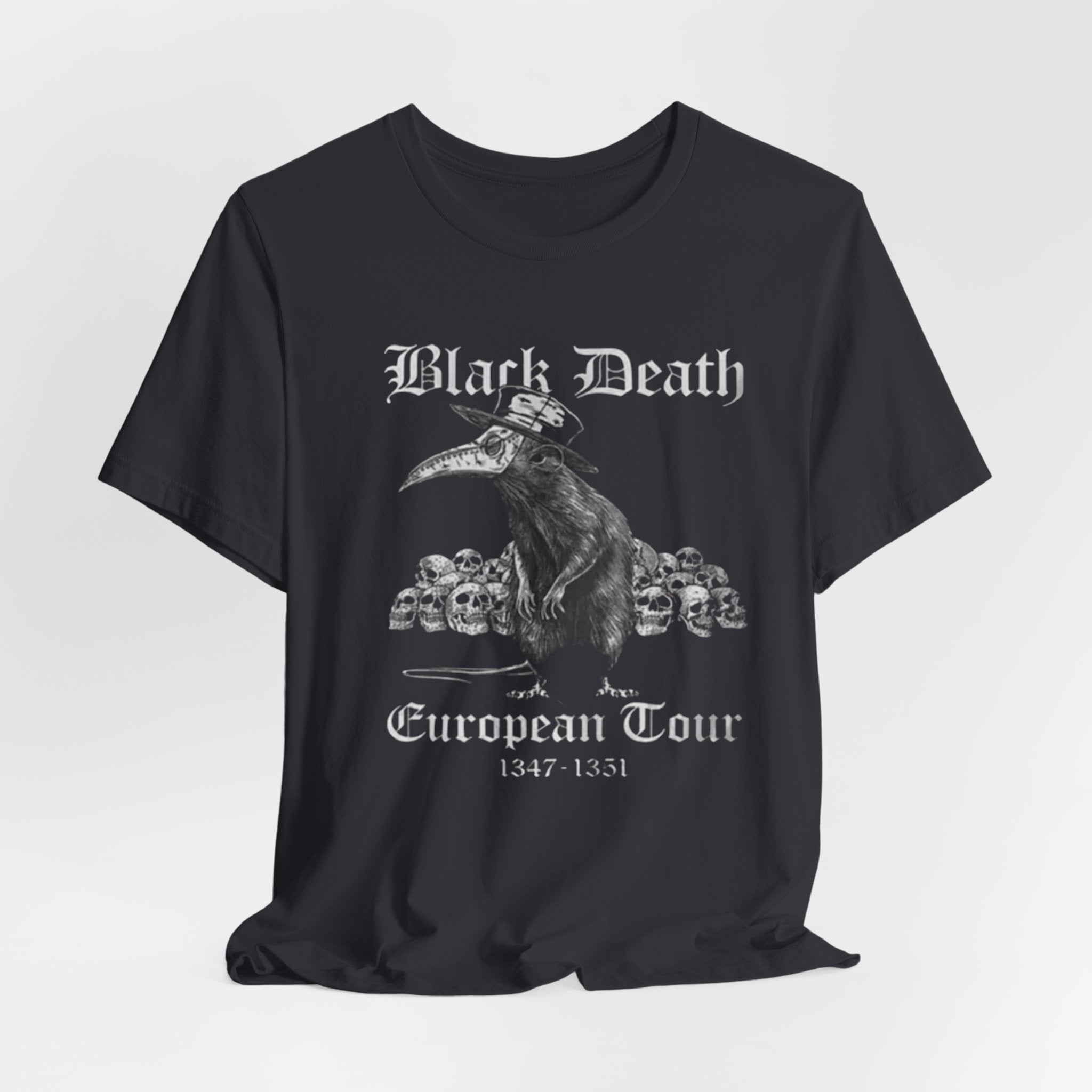 Black Death Plague Doctor crow European Tour T-Shirt | 1347-1351 gothic tee