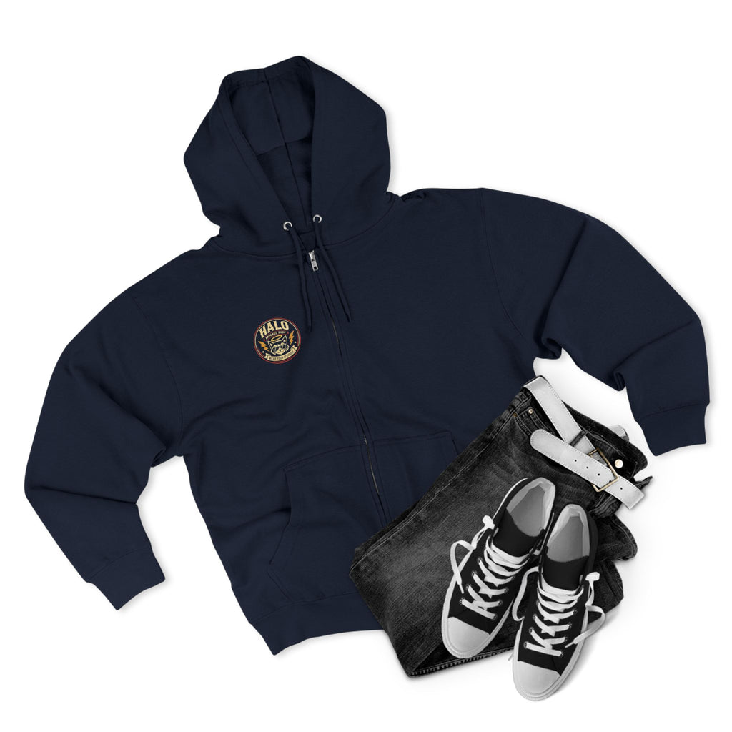 Halo Apparel Co. Vintage Cat Logo Zip Hoodie