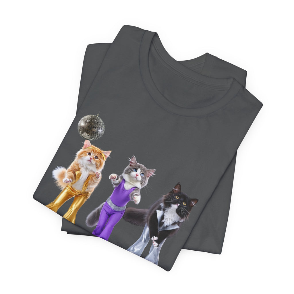 Disco Cats Trio T-Shirt | Cat Roller Skate Illustration, Retro 70s Vibe