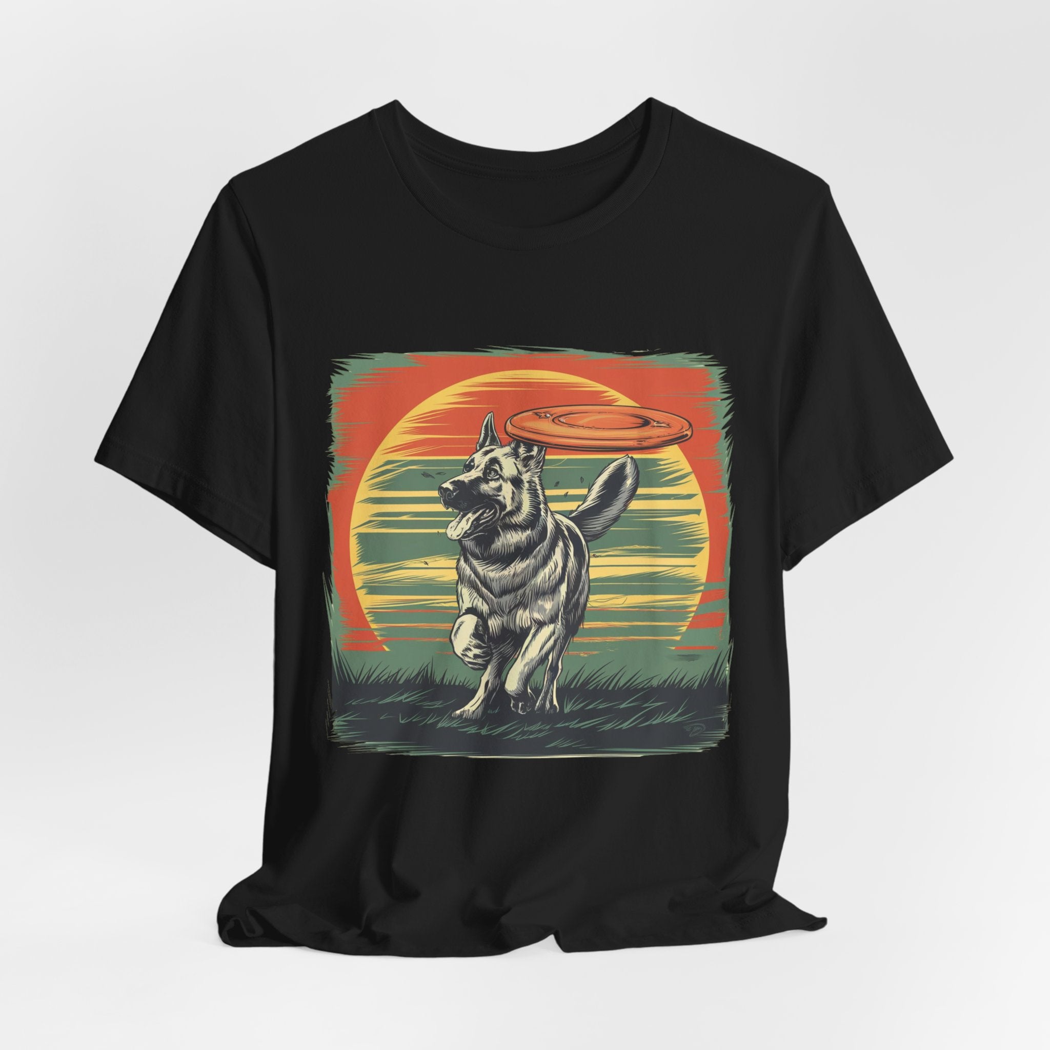 German Shepherd Dog Sunset T-Shirt, Dog Lover Tee, Animal Graphic Shirt, Outdoor Nature Top, Gift for Pet Owners