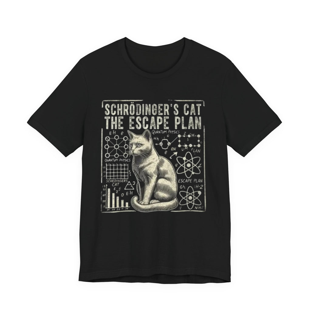 Schrödinger's Cat Escape Plan Tee | Physics Cat Diagram Shirt