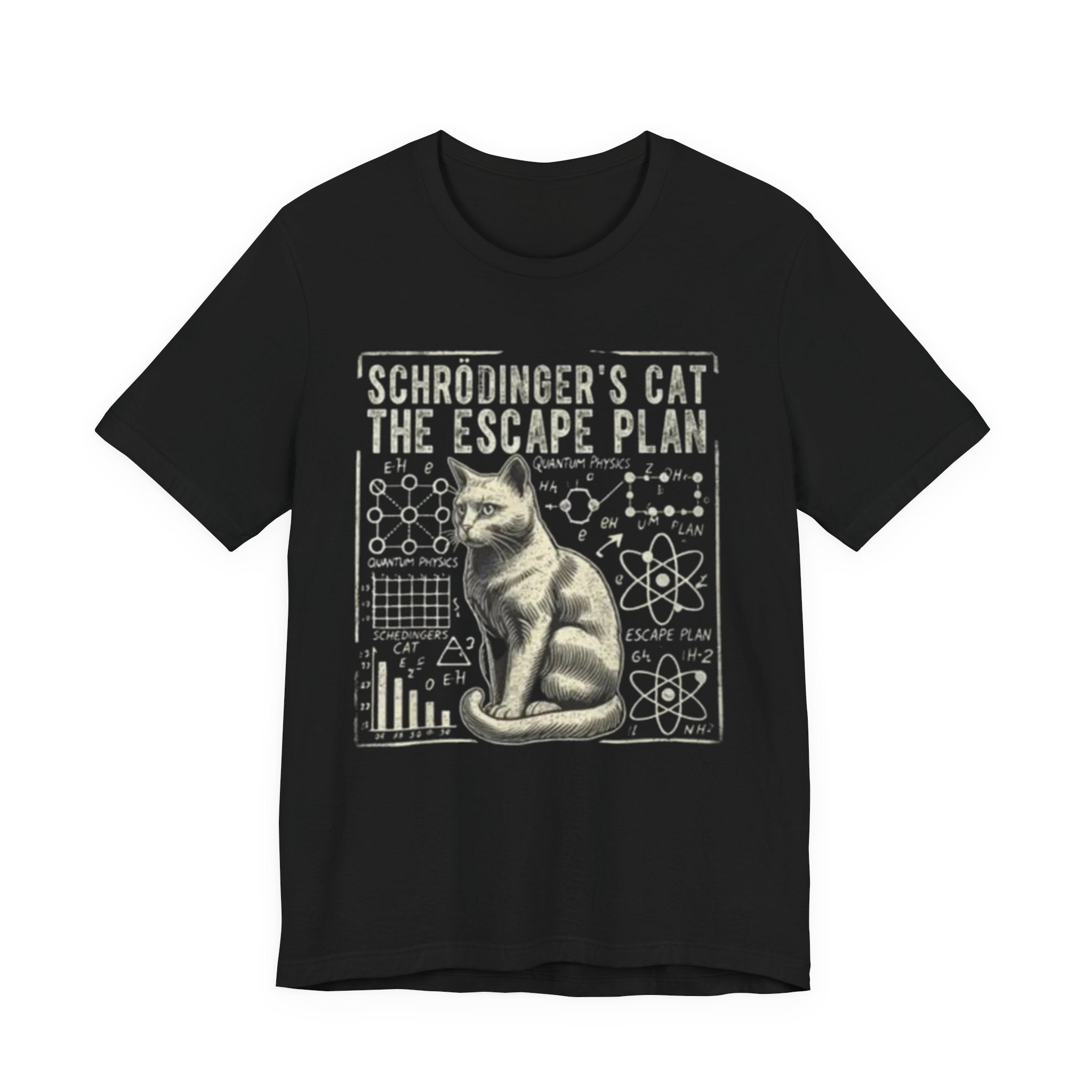 Schrödinger's Cat Escape Plan Tee | Physics Cat Diagram Shirt