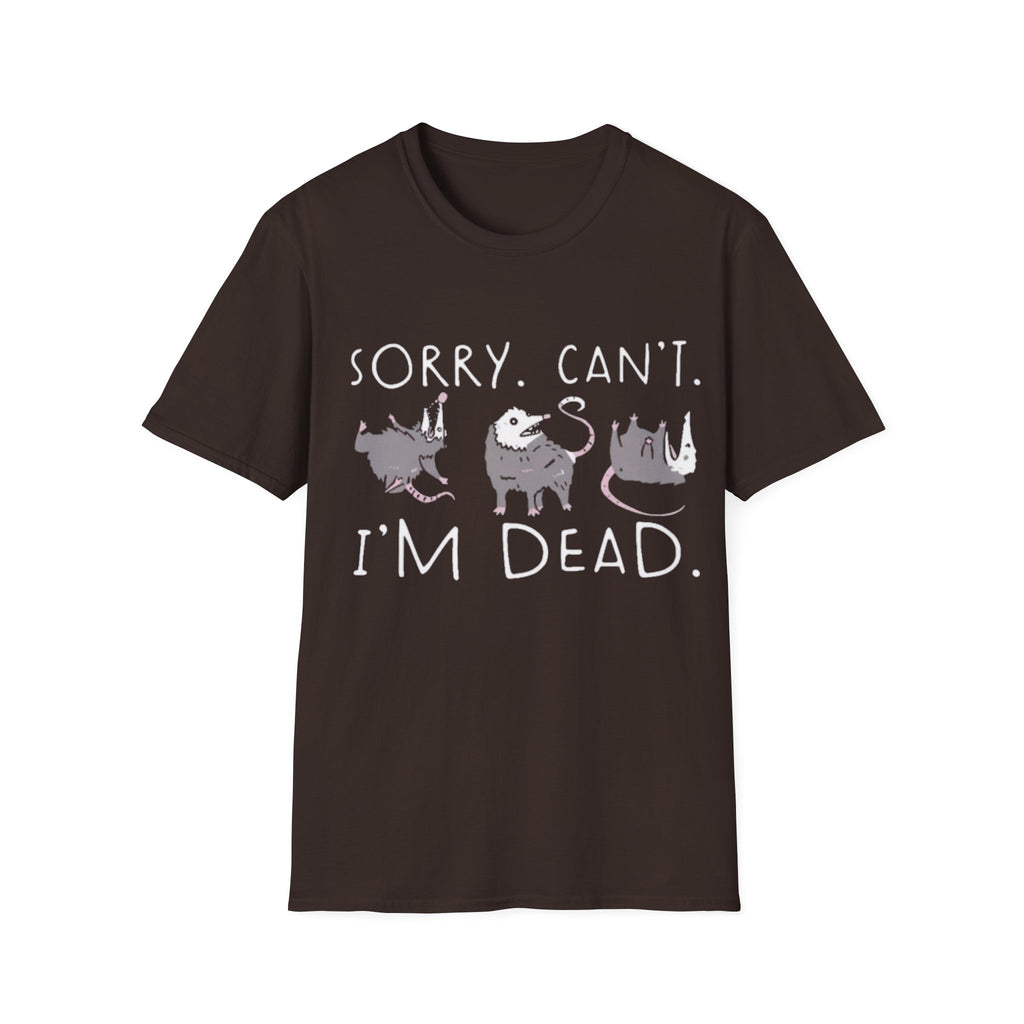 Sorry Can't I'm Dead Opossum T-Shirt | Goth Cat Illustration, Humorous Halloween Tee