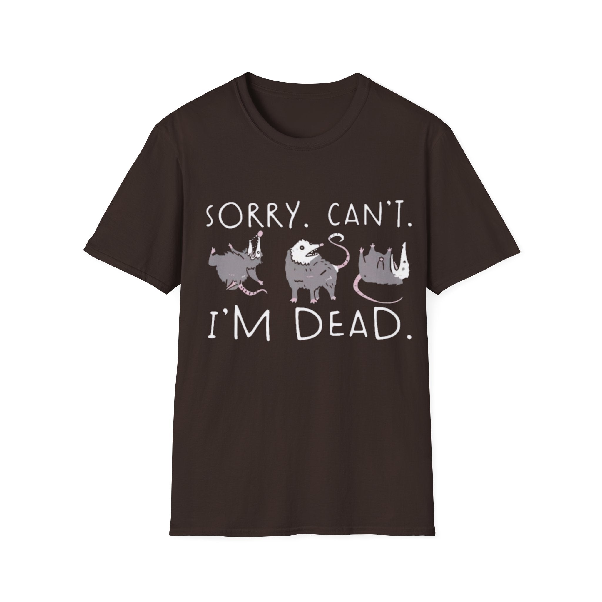 Sorry Can't I'm Dead Opossum T-Shirt | Goth Cat Illustration, Humorous Halloween Tee