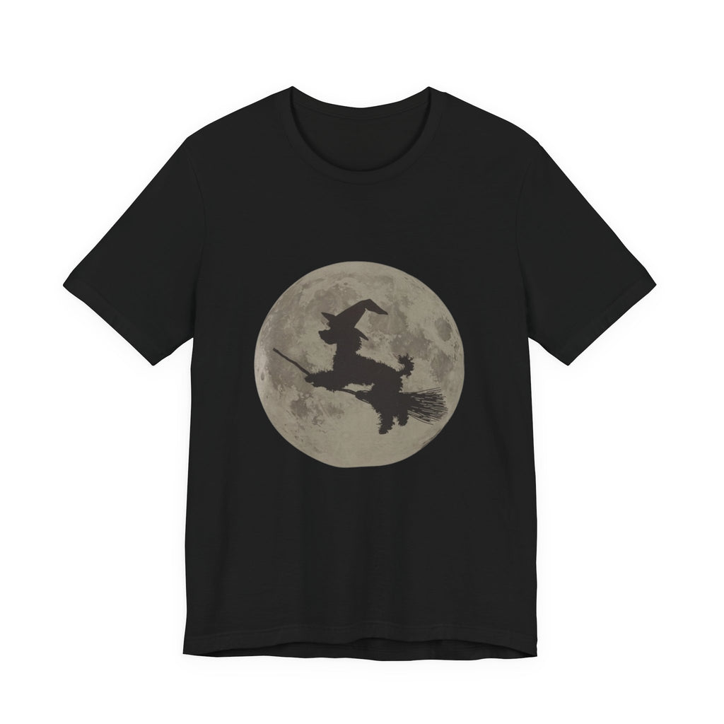 Poodle tee, Witchy Moon Graphic Tee, Spooky Halloween Shirt, Unisex Tee for Fall, Witch Costume Top, Magical Gift for Her