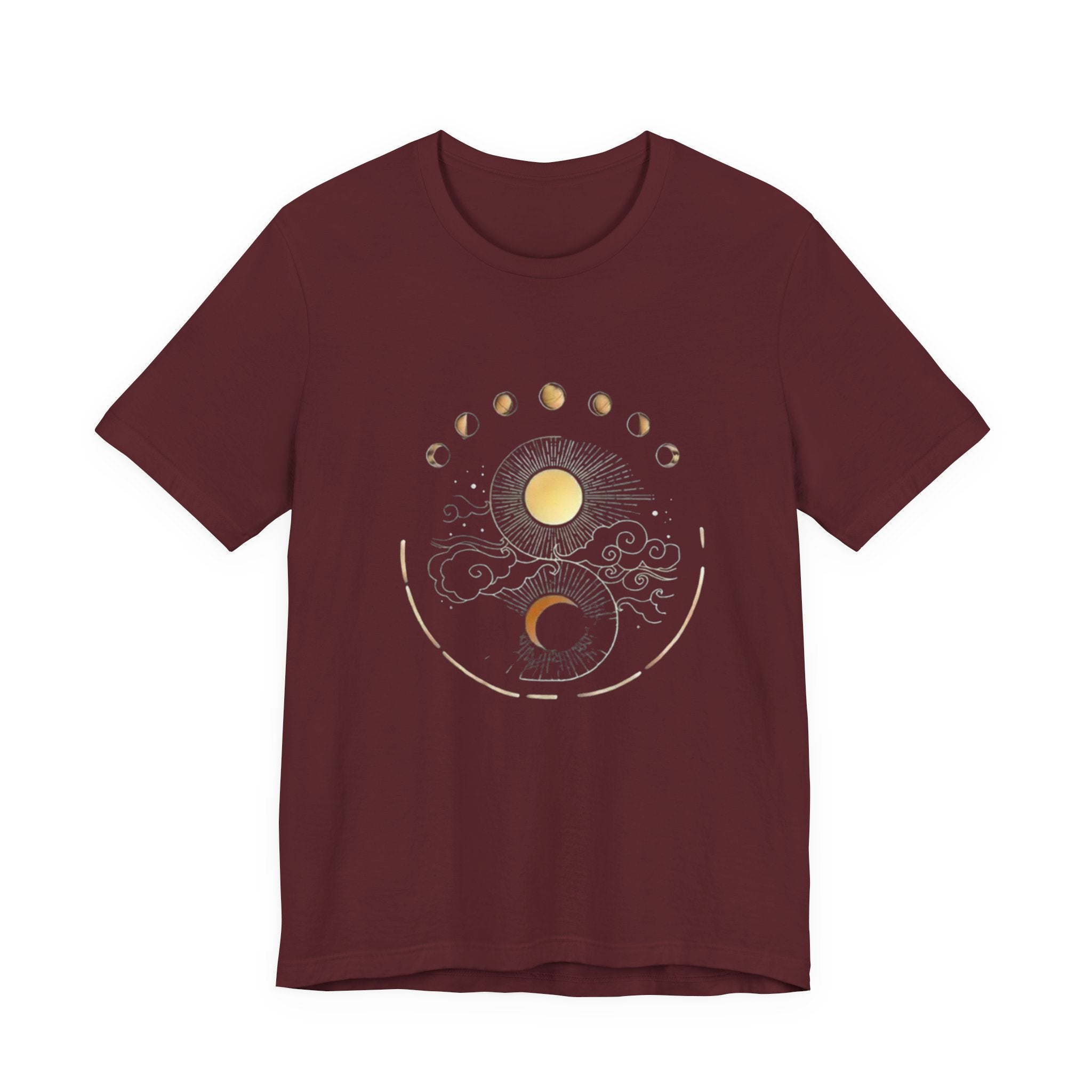 Celestial Phases Unisex Tee, Astrology Shirt, Lunar Cycle T-Shirt, Gift for Astronomers, Black Graphic Tee, Horoscope Apparel
